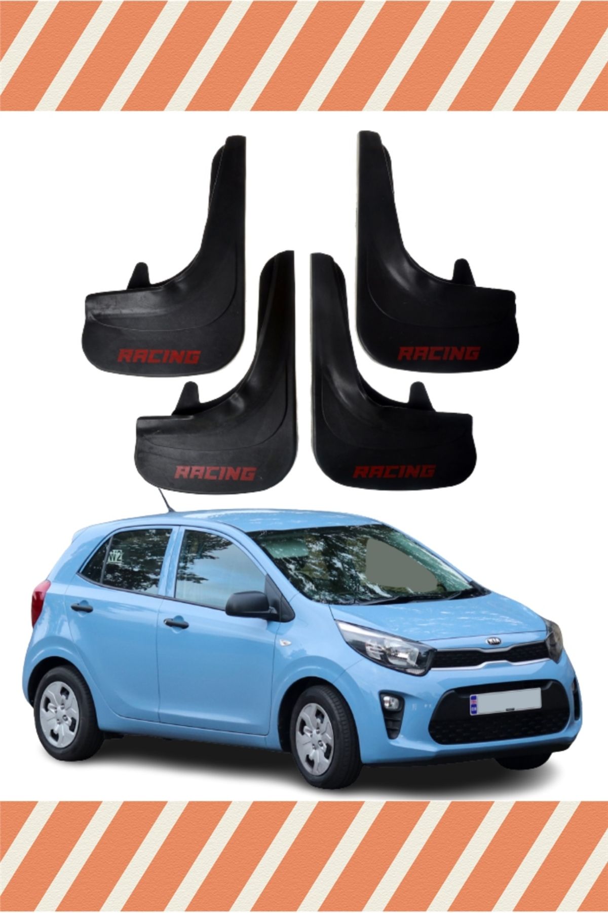 Alpax Kia Picanto Racing yazılı 4’lü tozluk çamurluk paçalık sportif şıklık