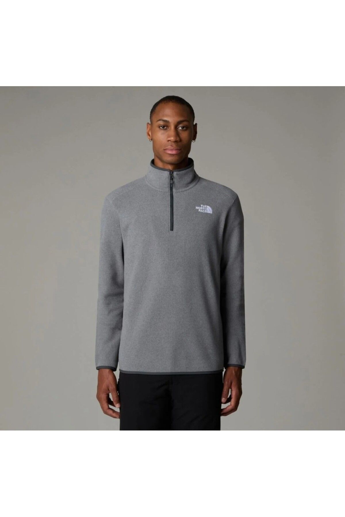 THE NORTH FACE-100 Glacier 1/4 Zip Men's Gray Stand Collar Sweatshirt 1