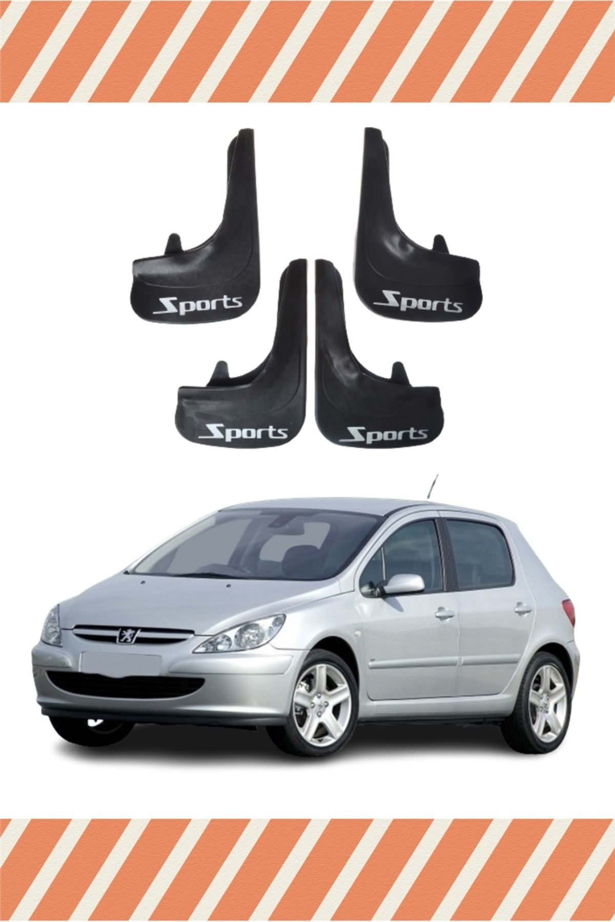 Alpax Peugeot 307 Sports yazılı 4’lü tozluk çamurluk paçalık sağlam koruma