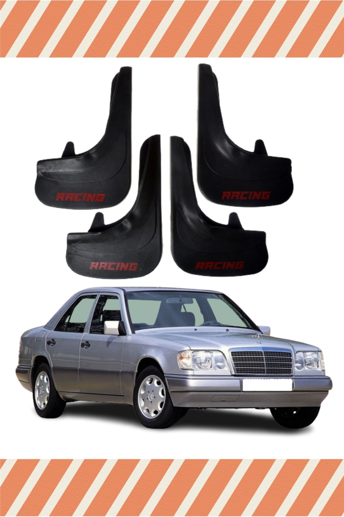Alpax Mercedes 200e Racing yazılı 4’lü tozluk çamurluk paçalık şık ve sağlam