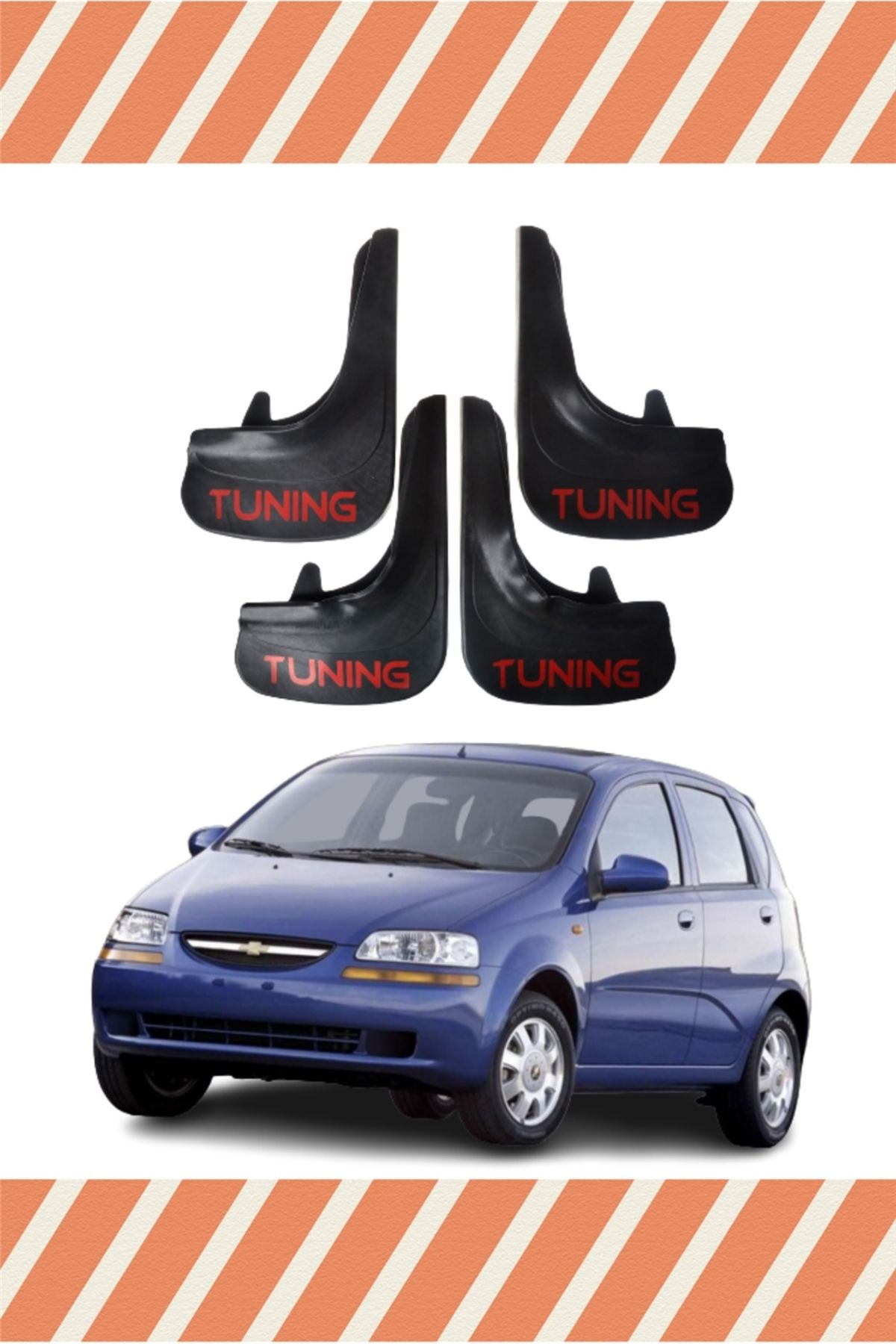 Alpax Chevrolet Aveo Hb 2005-2011 uyumlu, tuning yazılı 4’lü tozluk paçalık