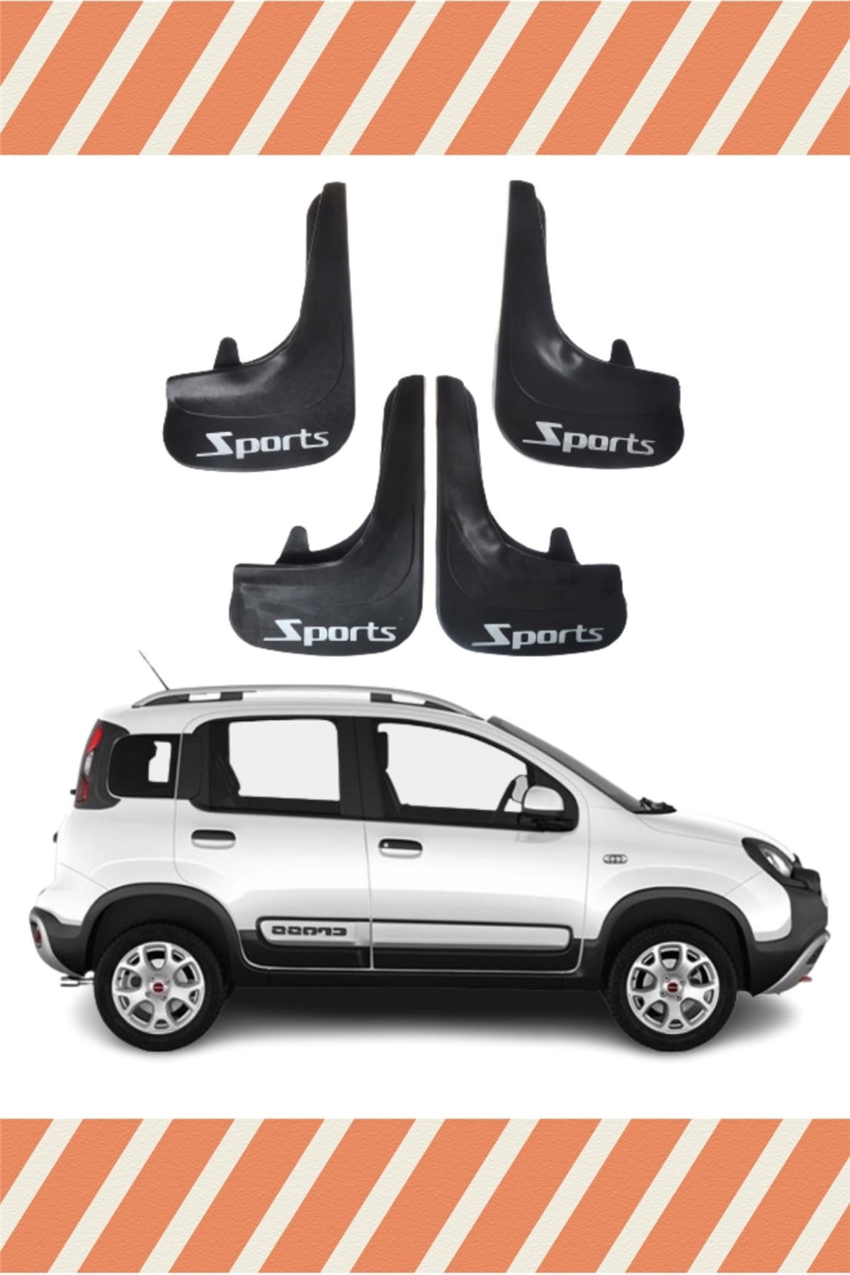 Alpax Fiat Panda Sports yazılı 4’lü tozluk çamurluk paçalık şık koruma