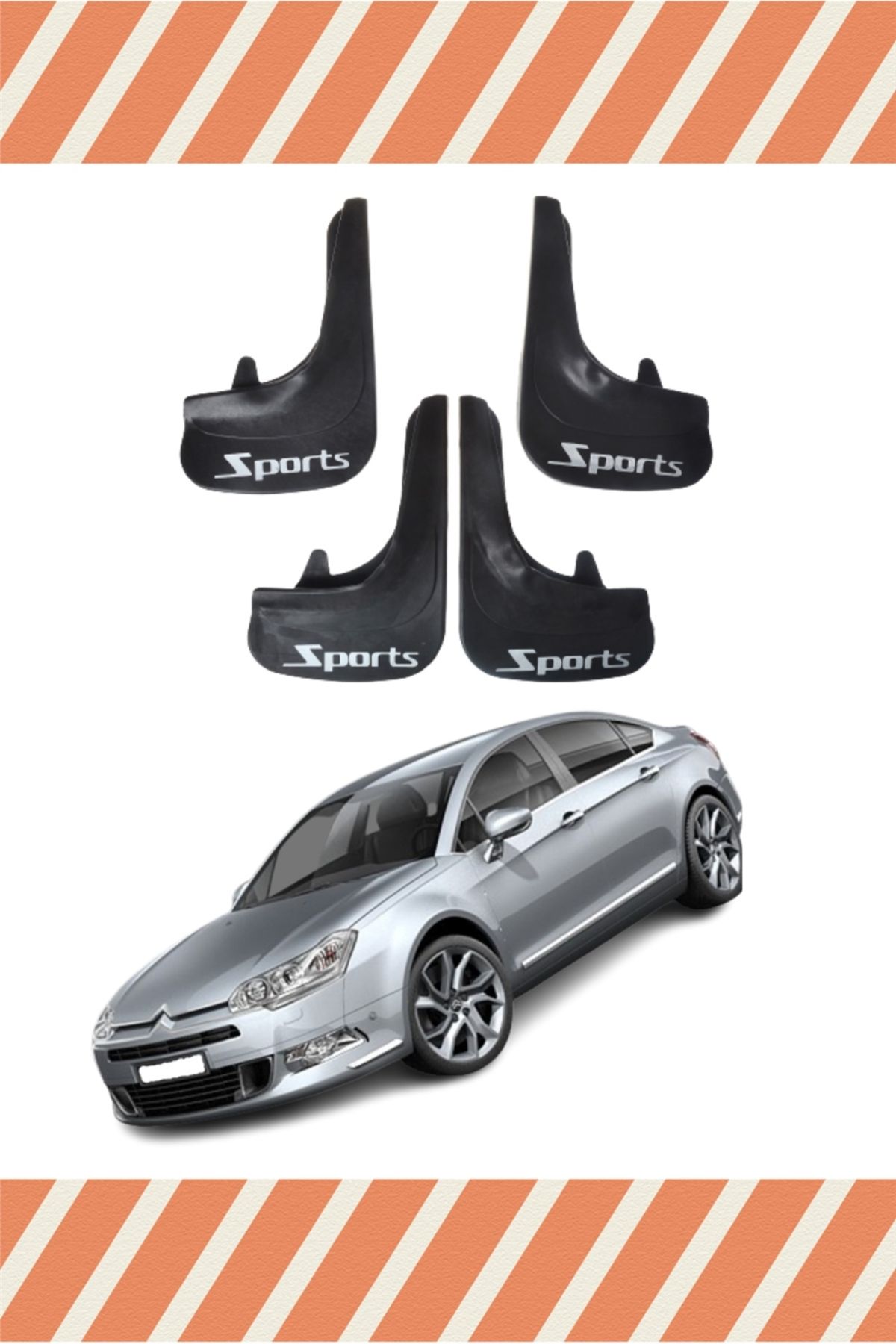 Alpax Citroen C5 2007 ve sonrası Sports yazılı 4’lü tozluk çamurluk paçalık
