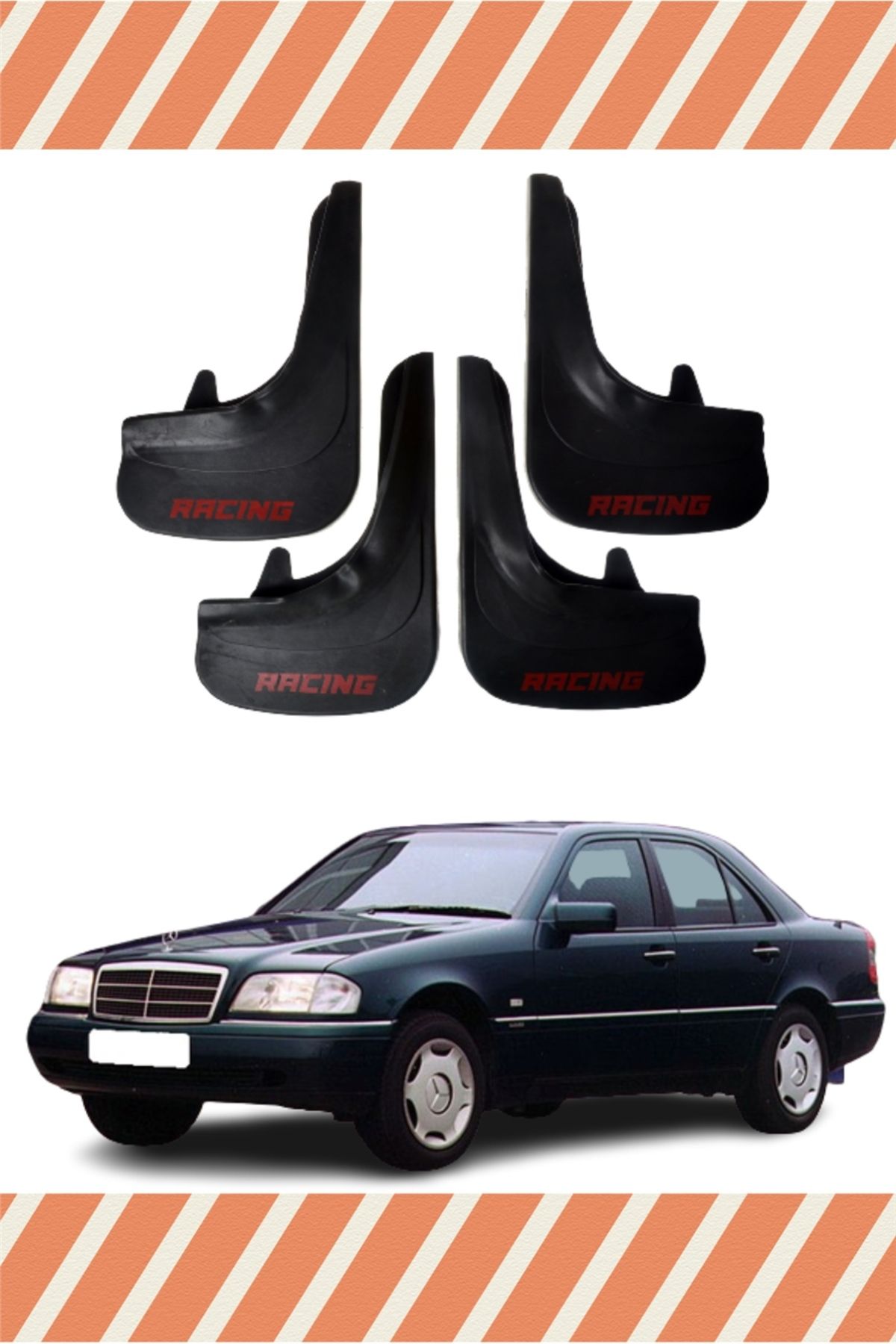 Alpax Mercedes C kırmızı Racing yazılı 4’lü tozluk çamurluk paçalık dayanıklı ve kaliteli malzeme
