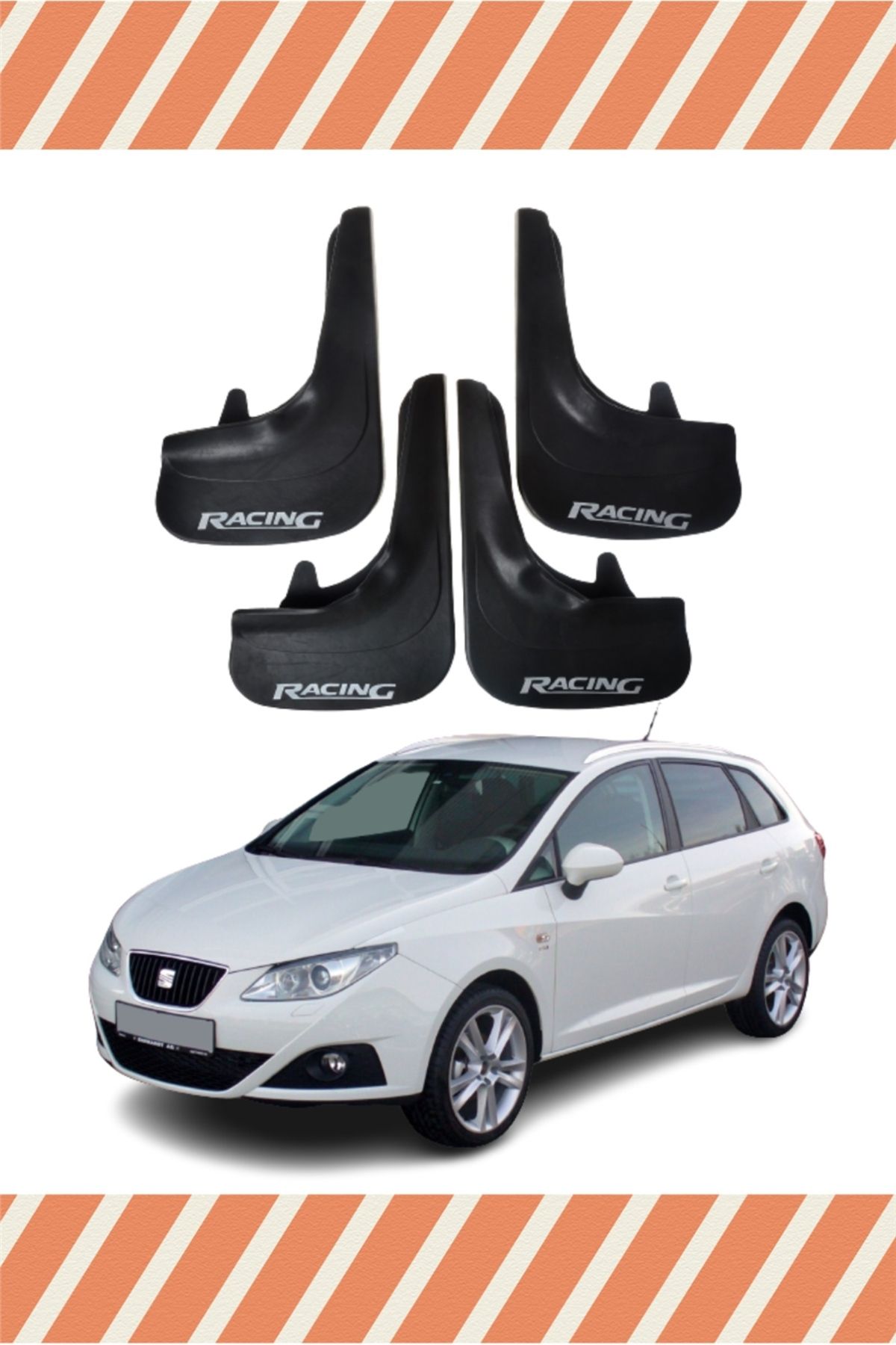 Alpax Seat Ibiza Racing yazılı 4’lü tozluk çamurluk paçalık sportif koruma sunar