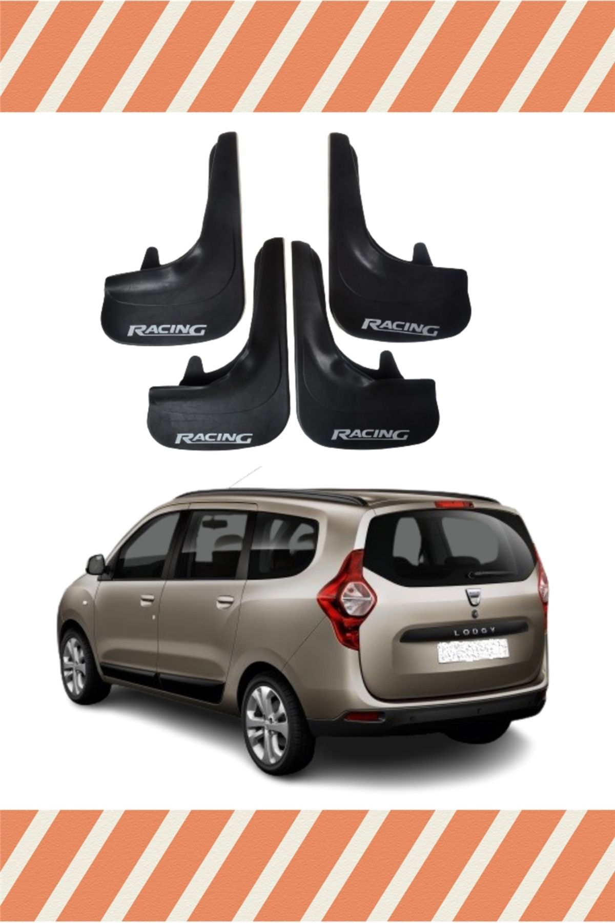 Alpax Dacia Lodgy tüm kasalar Racing yazılı 4’lü tozluk çamurluk paçalık dayanıklı koruma