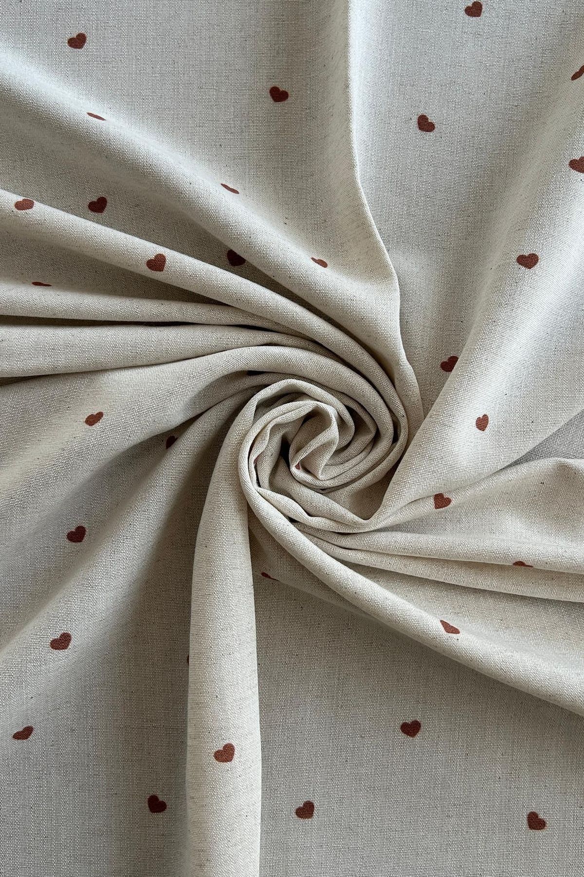 Doray Kumaş-Little Heart Patterned Viscose Linen Fabric / Dry - 148 2