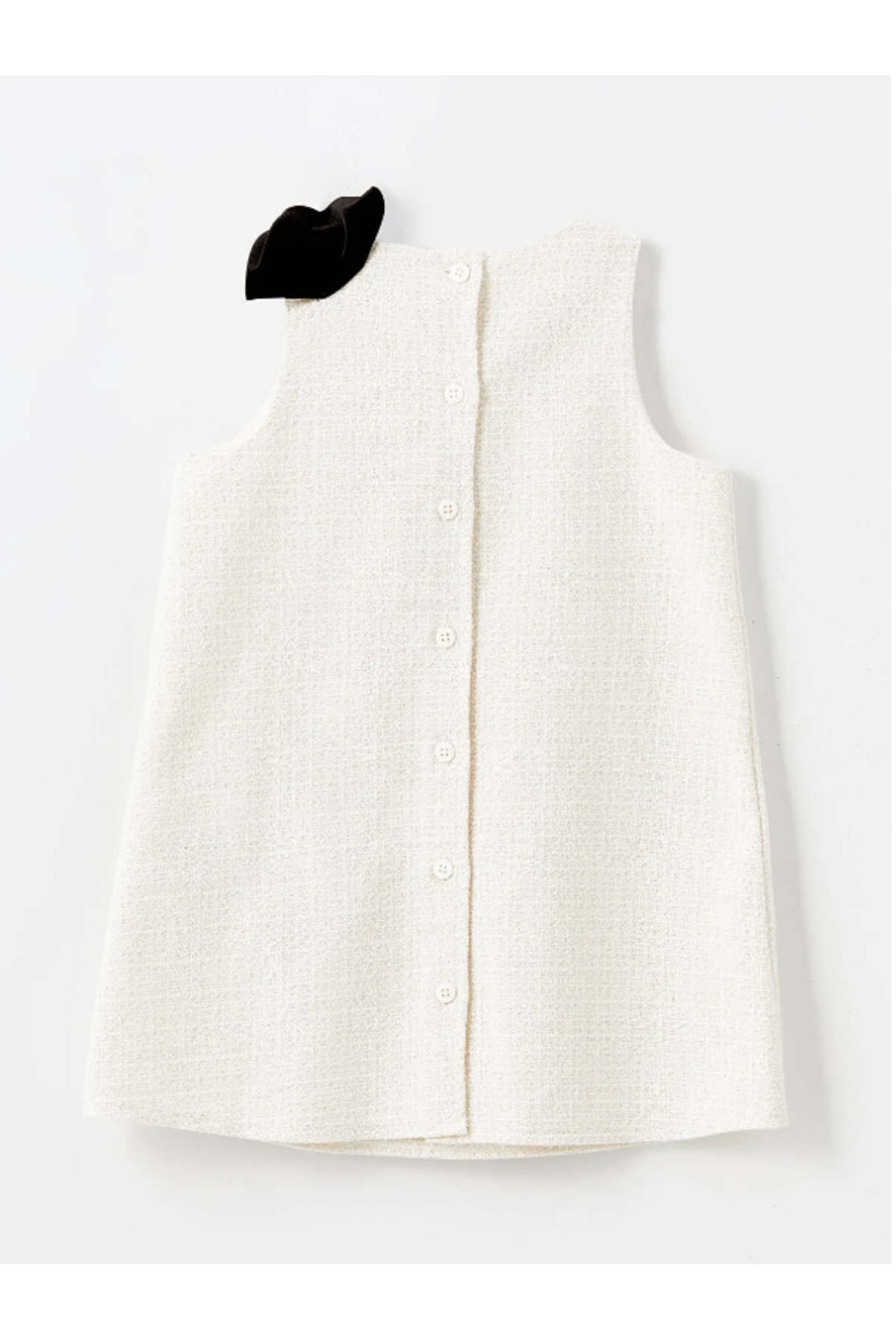 LC Waikiki LCW baby Ekru Bisiklet Yaka Armürlü Kolsuz Kız Bebek Elbise fotoğrafı 2 (önizleme)