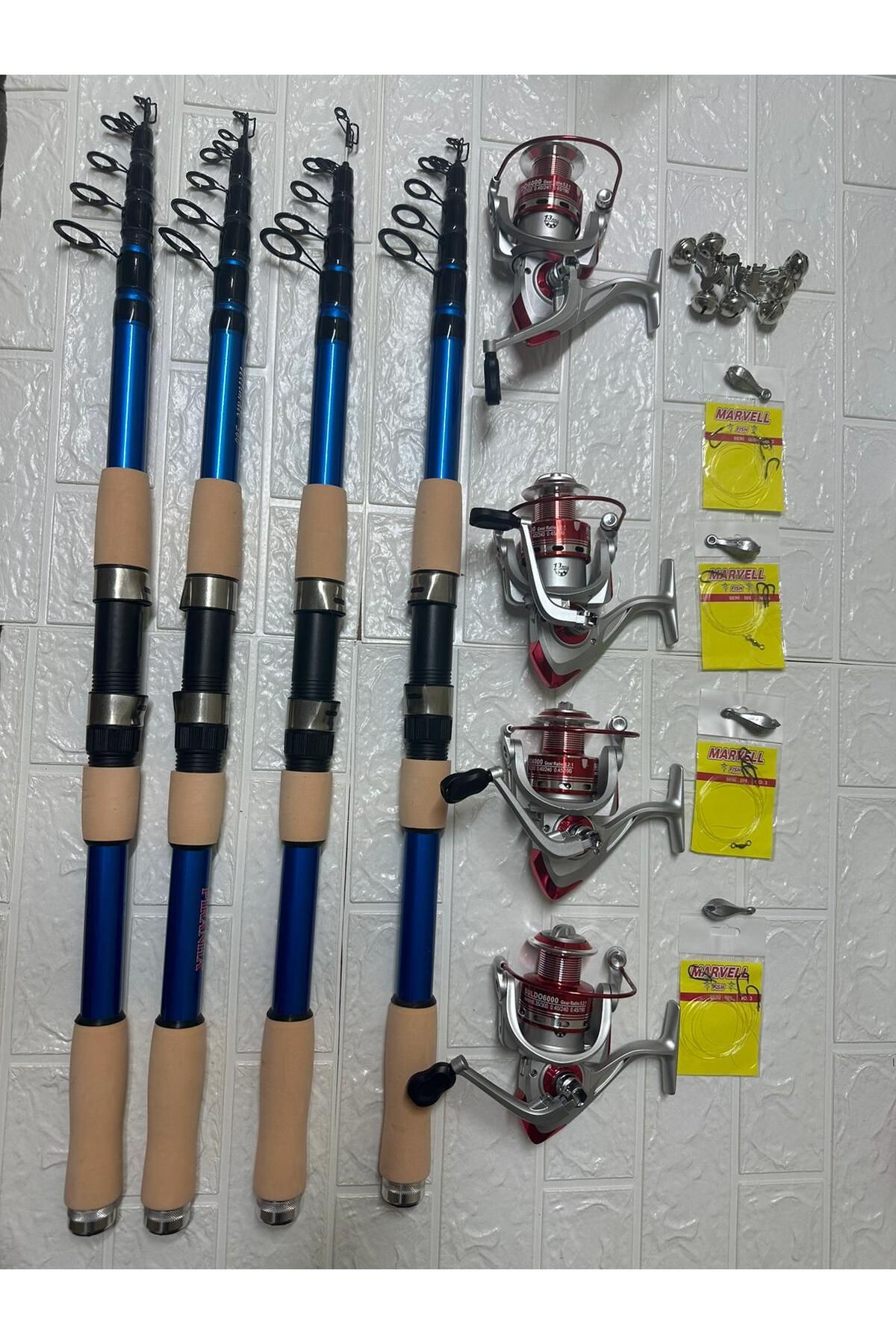 CAPTAIN 4 LÜ SAZAN OLTA SETİ 4 ADET 3,6 KAMIŞ 4 ADET 600LİK MAKİNE METAL KAFA HAZIR SET