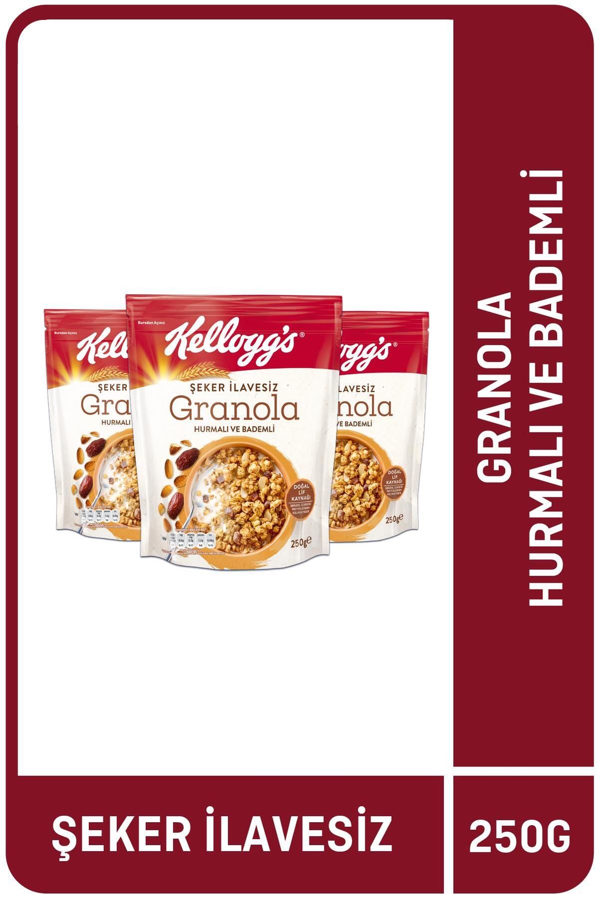 Kellogg's Şeker Ilavesiz Granola Hurmalı Ve Bademli 250 gram X 3 Adet,