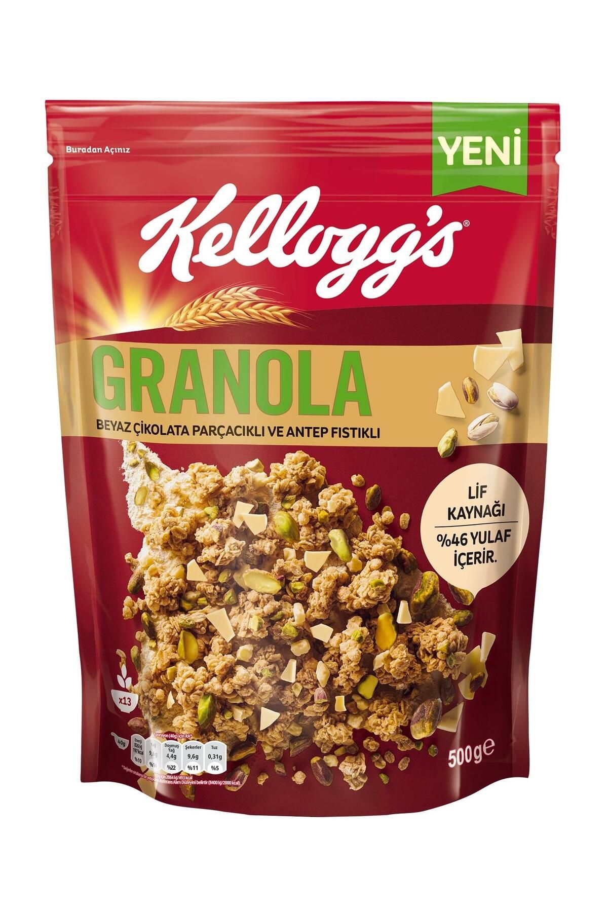 Kellogg's Granola Beyaz Çikolatalı Ve Antep Fıstıklı 500 gr