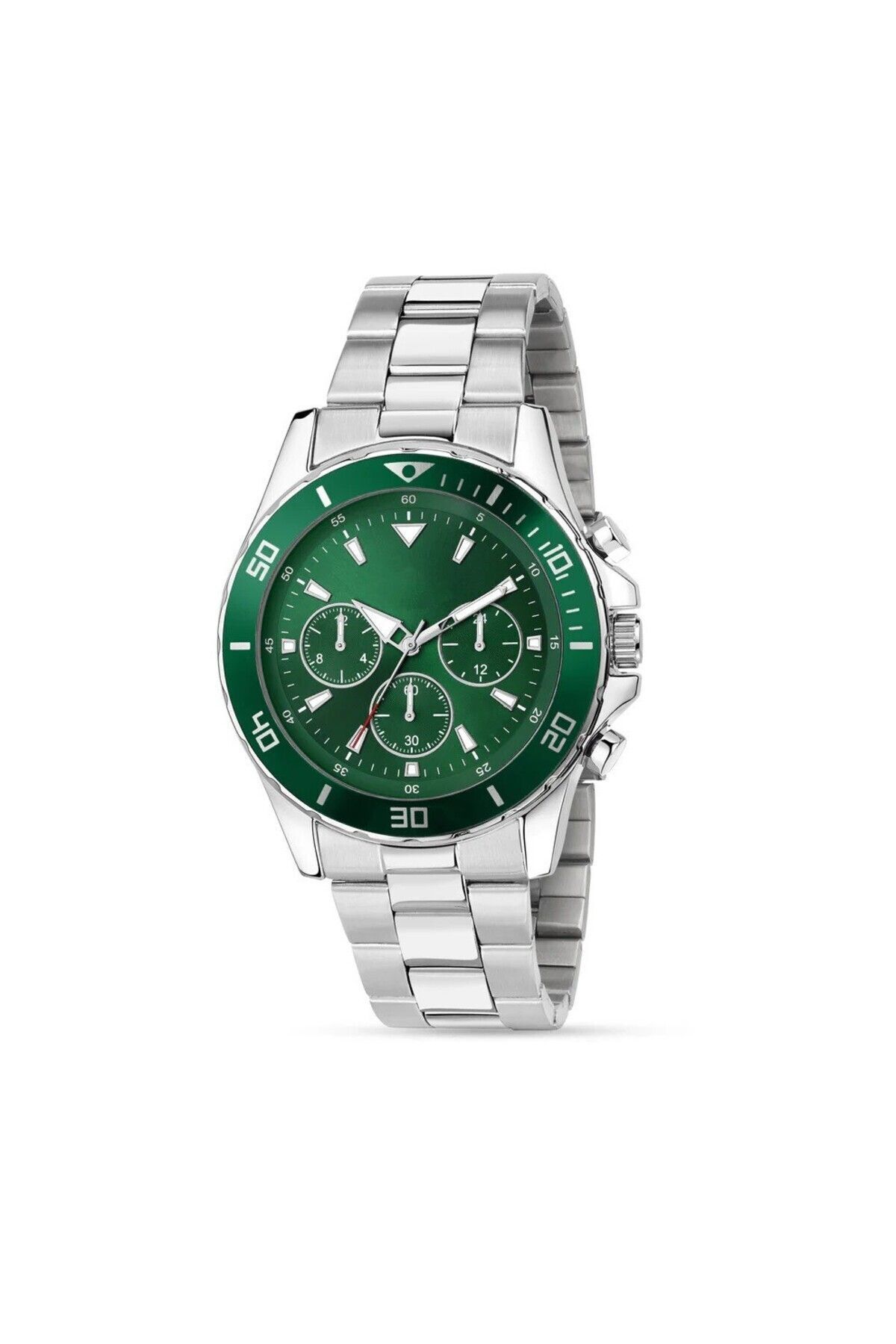 ÇENÇEN-Men's Guerriers Series - Green Dial Wrist Watch with Silver Color Steel Band 3