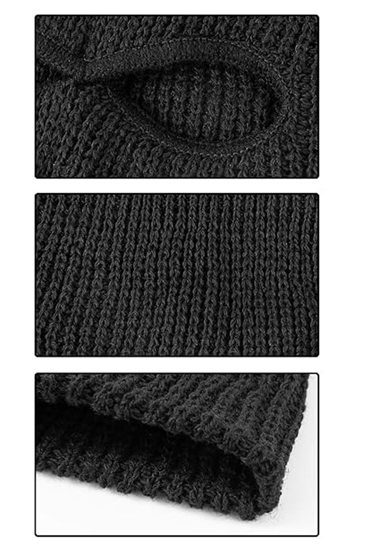 Belifanti Collection  Örme Unisex Kılıç Gözyaşı Nakışlı Kar Maskesi Siyah - Görsel 3