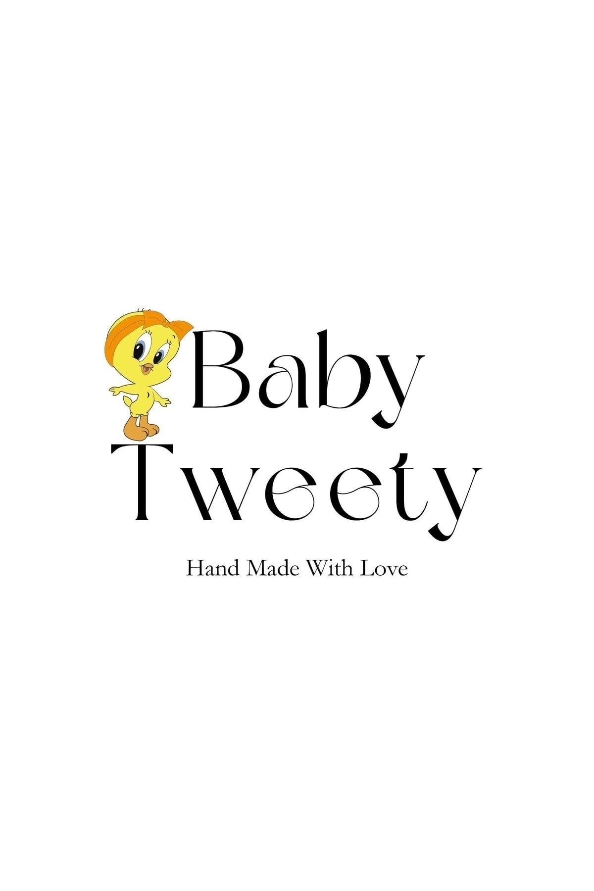 Baby Tweety-باندانا بناتي مضلعة مصنوعة يدوياً (ورد مجفف) 3