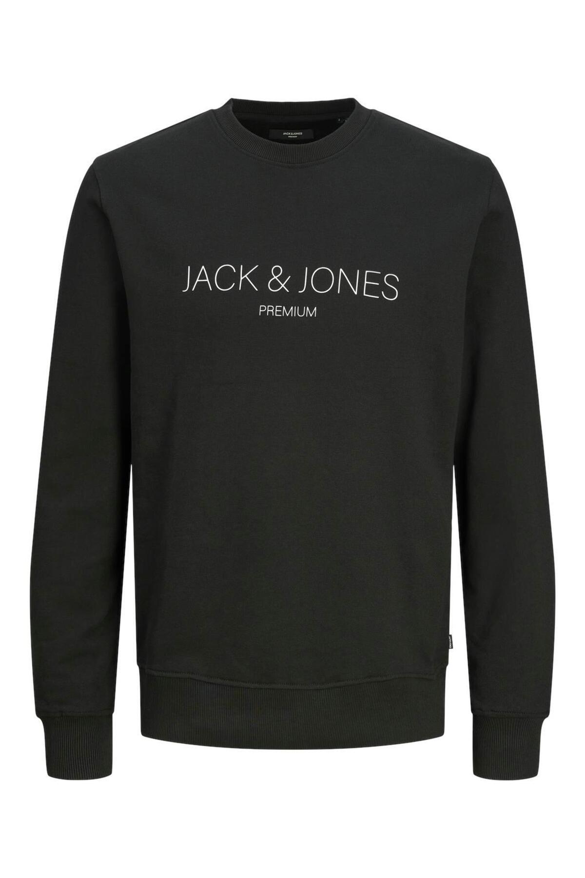 Jack & Jones Bisiklet Yaka Siyah Erkek Sweatshırt