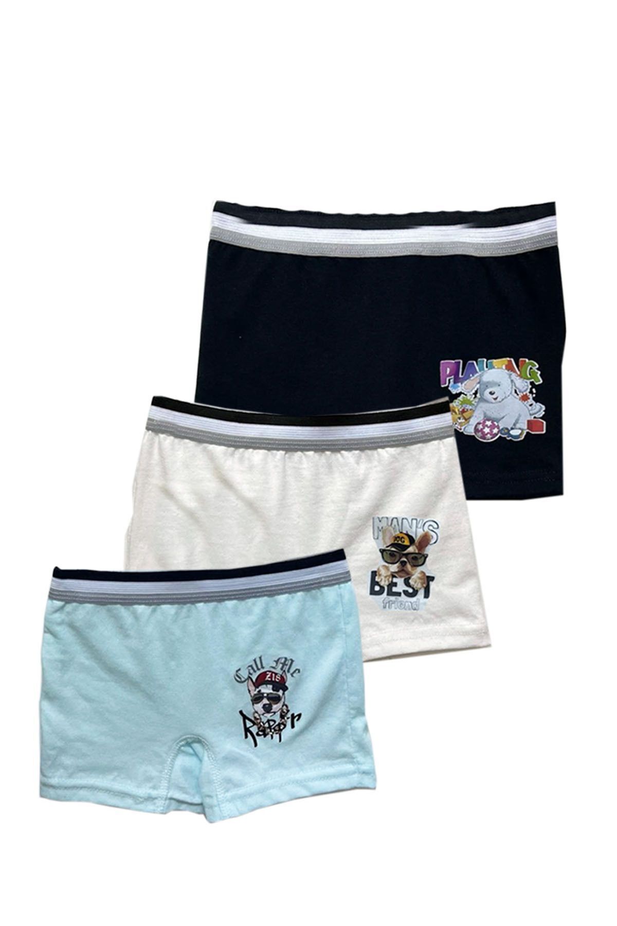 Belifanti Collection Erkek Çocuk Pamuklu 6'lı Beyaz Atlet 6'lı Karışık Renk Boxer 12 Parça Set fotoğrafı 3 (önizleme)