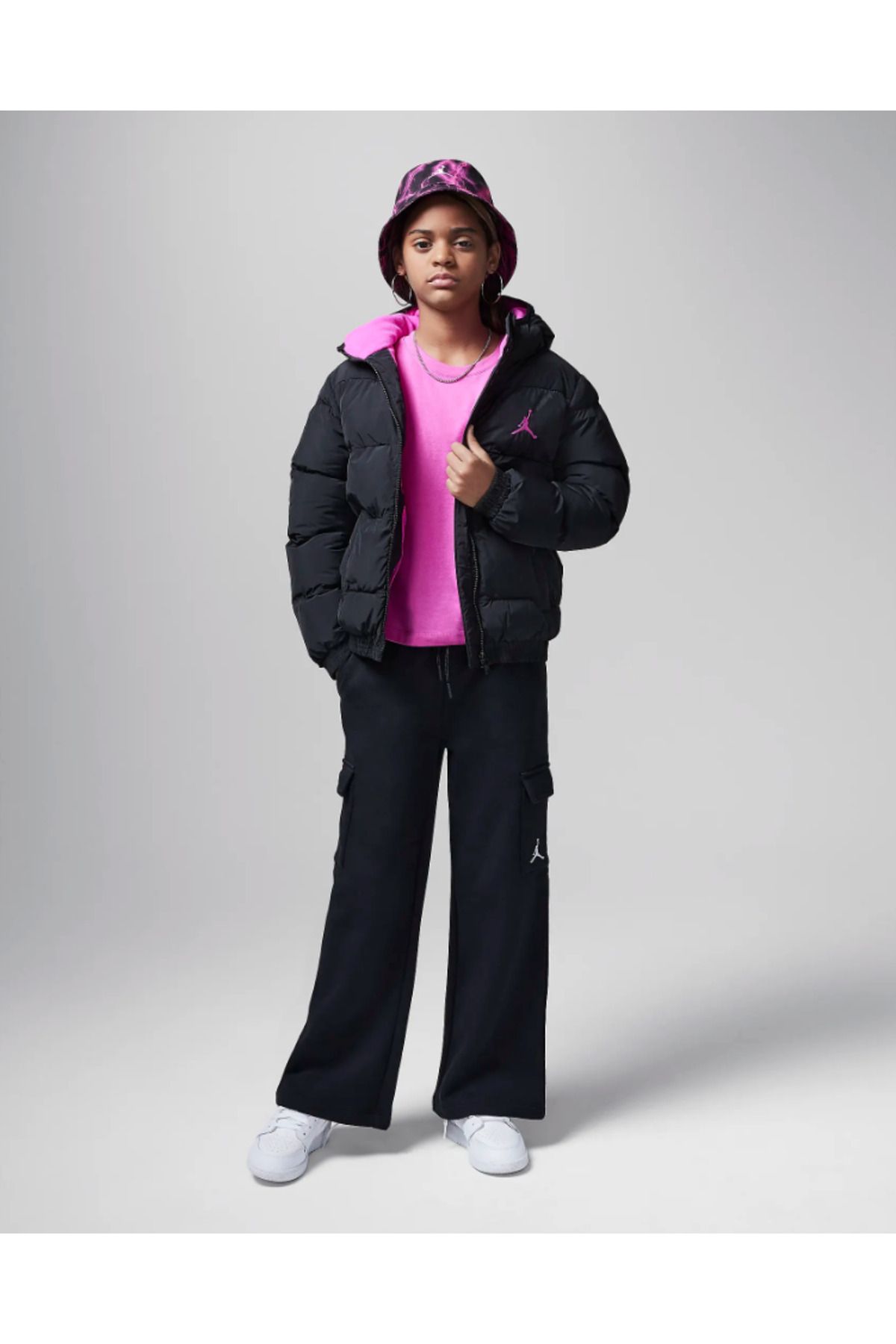 Nike-Jordan Essentail Midweight Puffer Girl's Coat 45D195-023 8