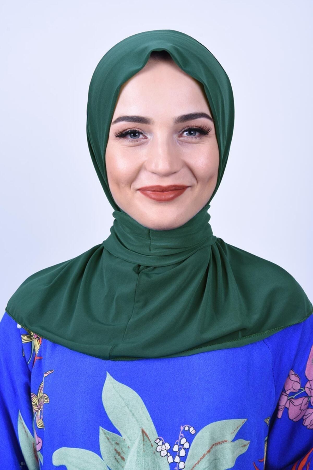 Belifanti Collection-Women's Hijab Snap Bonnet Sandy Hijab Neck Collar Bonnet Emerald Green 1