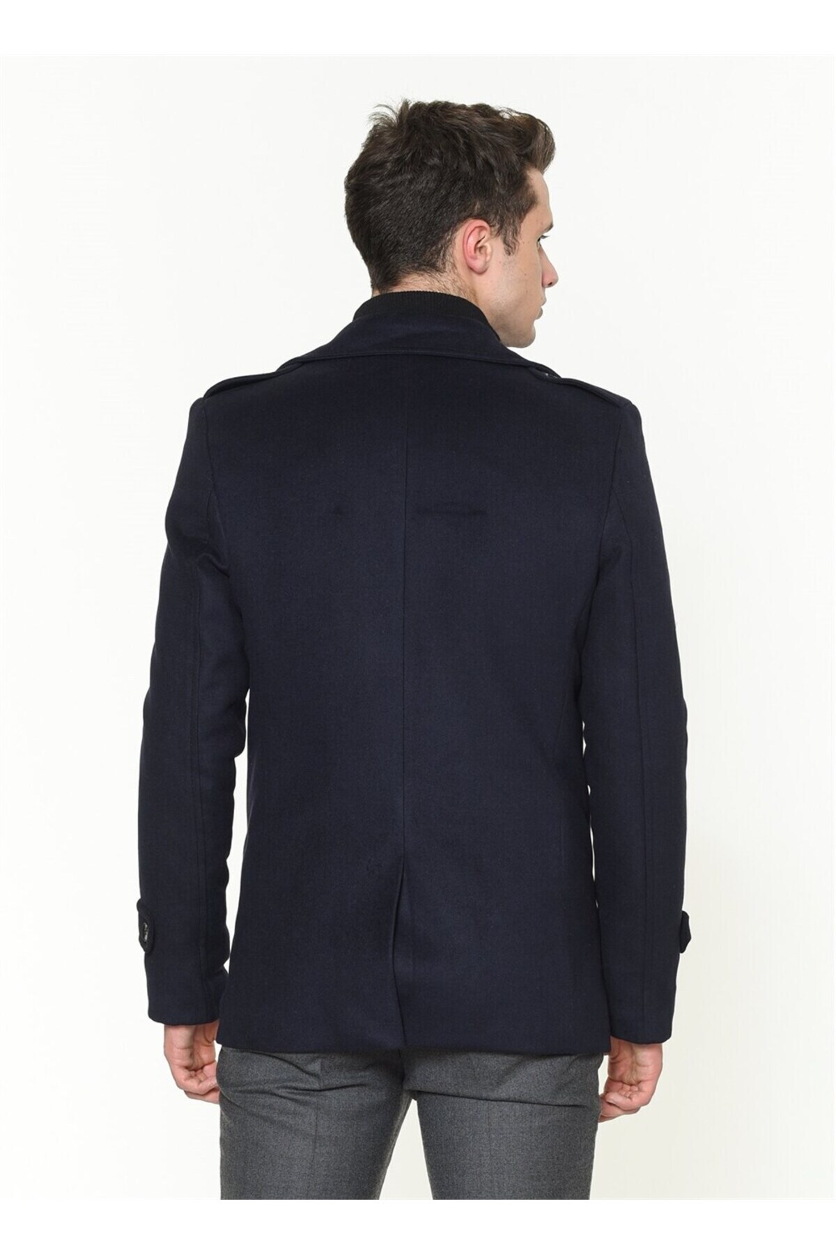K7542 ERKEK KABAN-LACİVERT — سرمه‌ای K7542 DEWBERRY MENS COAT — تصویر 3 از 5