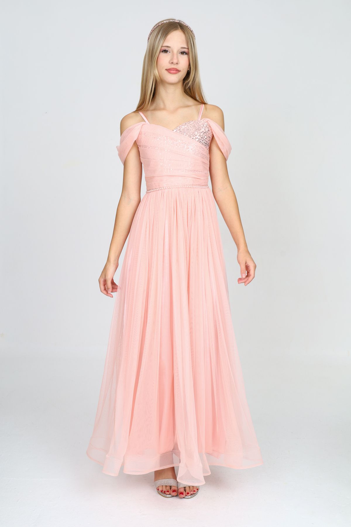 Asortik Kids-Girls Long Dress - for Wedding and Birthday, 9-13 Years 6