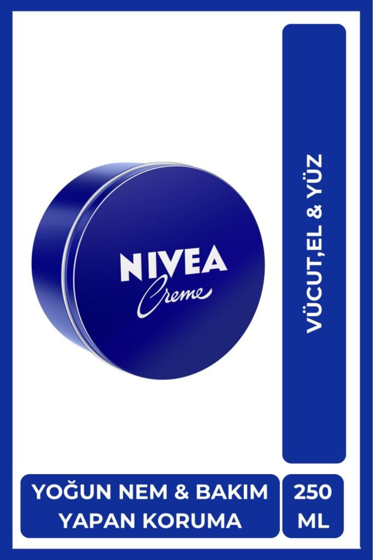 NIVEA Creme 250ml, Yoğun Nemlendirici, Bakım Yapan Koruma, Eucerit, Yumuşak ve Pürüzsüz Cilt, El Yüz Vücut