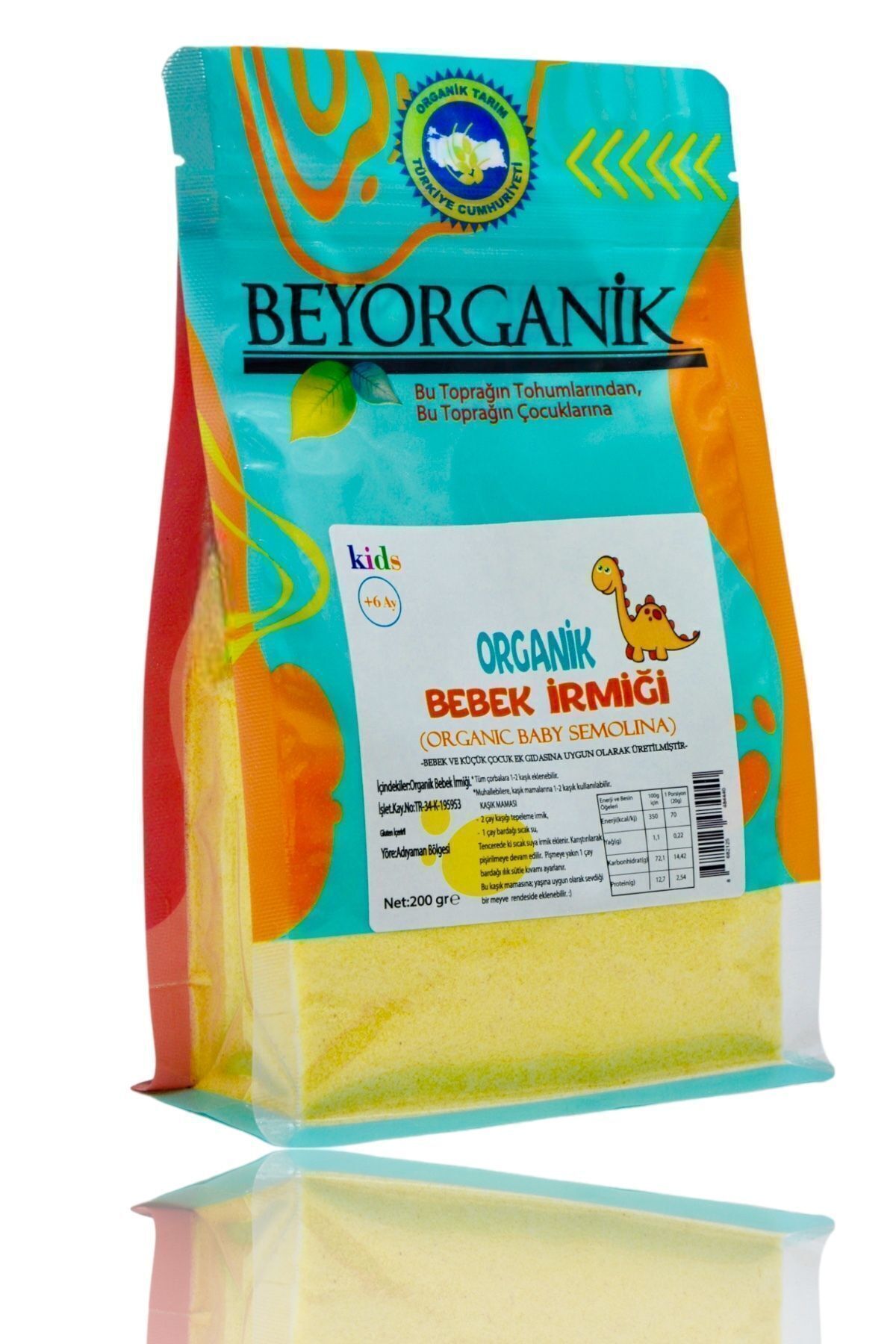 BEYORGANİK Organik Bebek Irmiği 200gr Bebek Ek Gıda 6 Ay