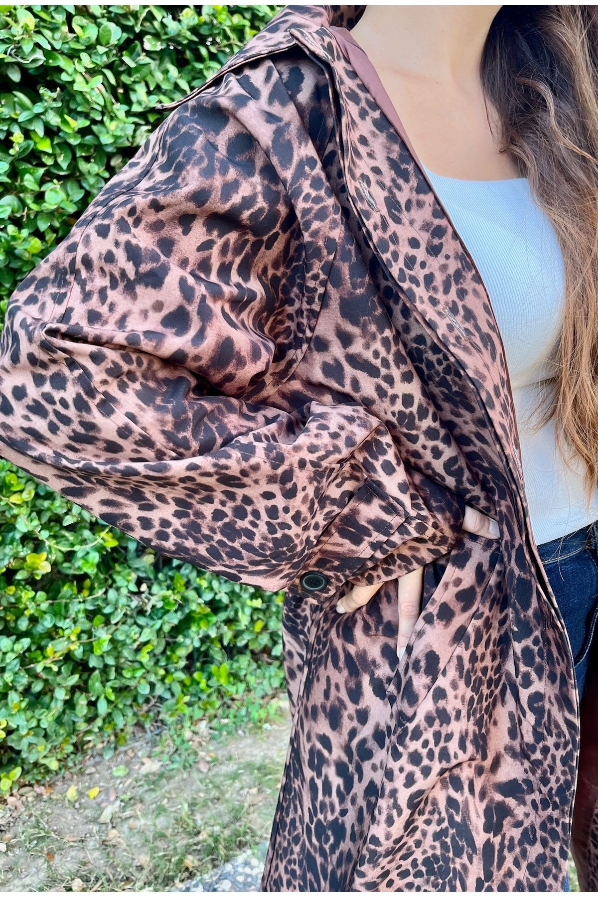 Hats N Beyond-Leopard Trench Coat 1