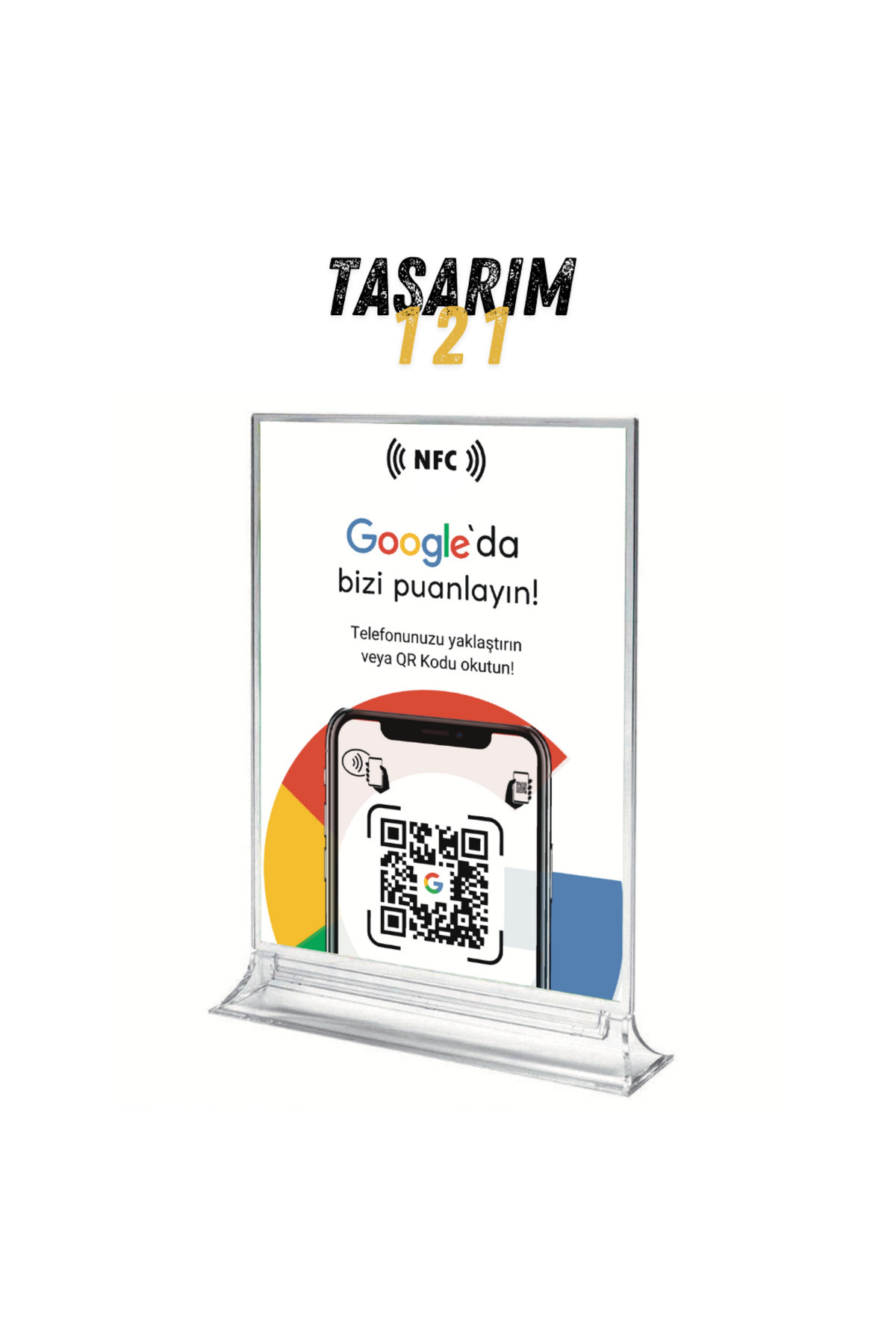 NFC Masa Üstü NFC ve QR Kodlu Google Yorum ve Puanlama Standı Föylük TASARIM 121