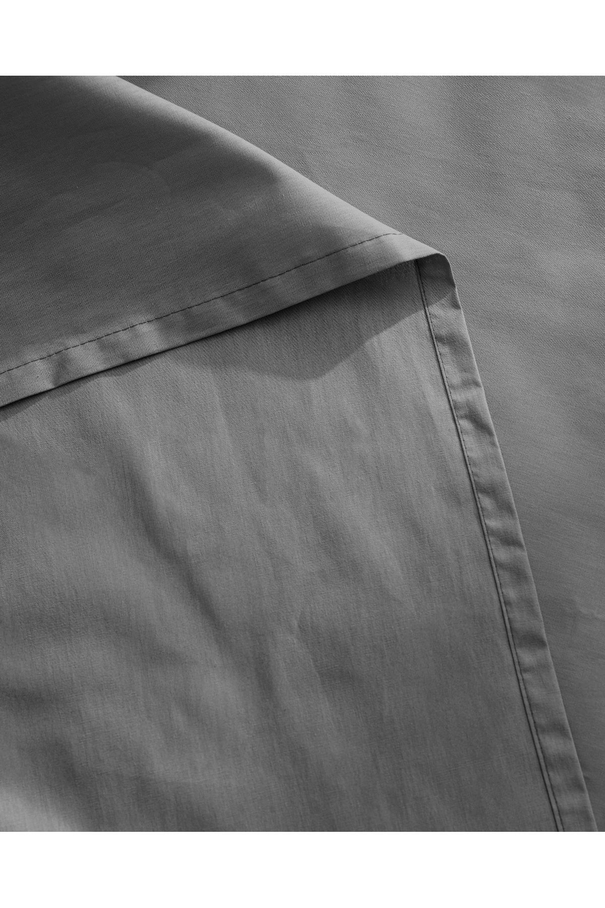 Madame Coco-Manon Double - 100% Cotton Ranforce Anthracite Sheet, Non-Elastic 3