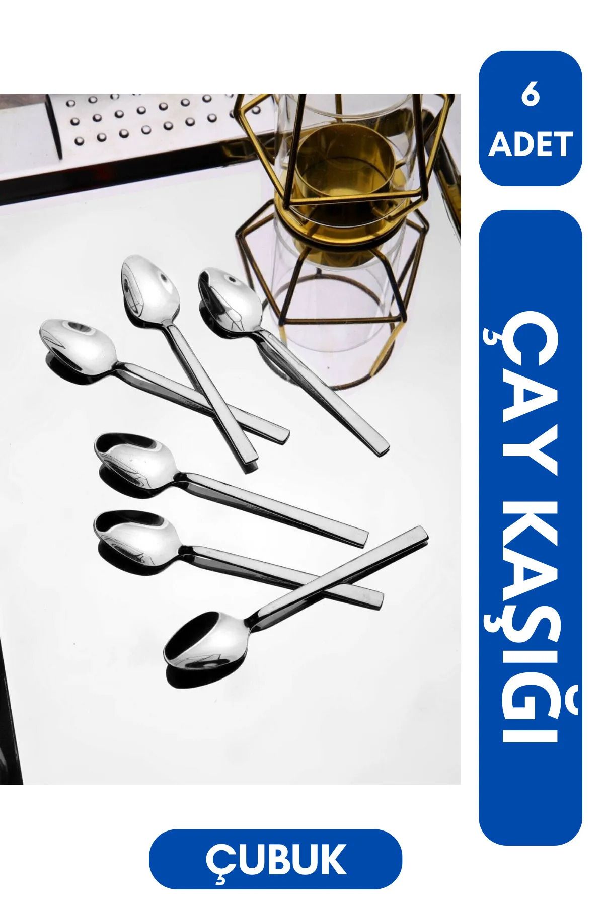 Çelik Express 6 Adet Çay Kaşığı Düz Model (Paslanmaz Çelik)