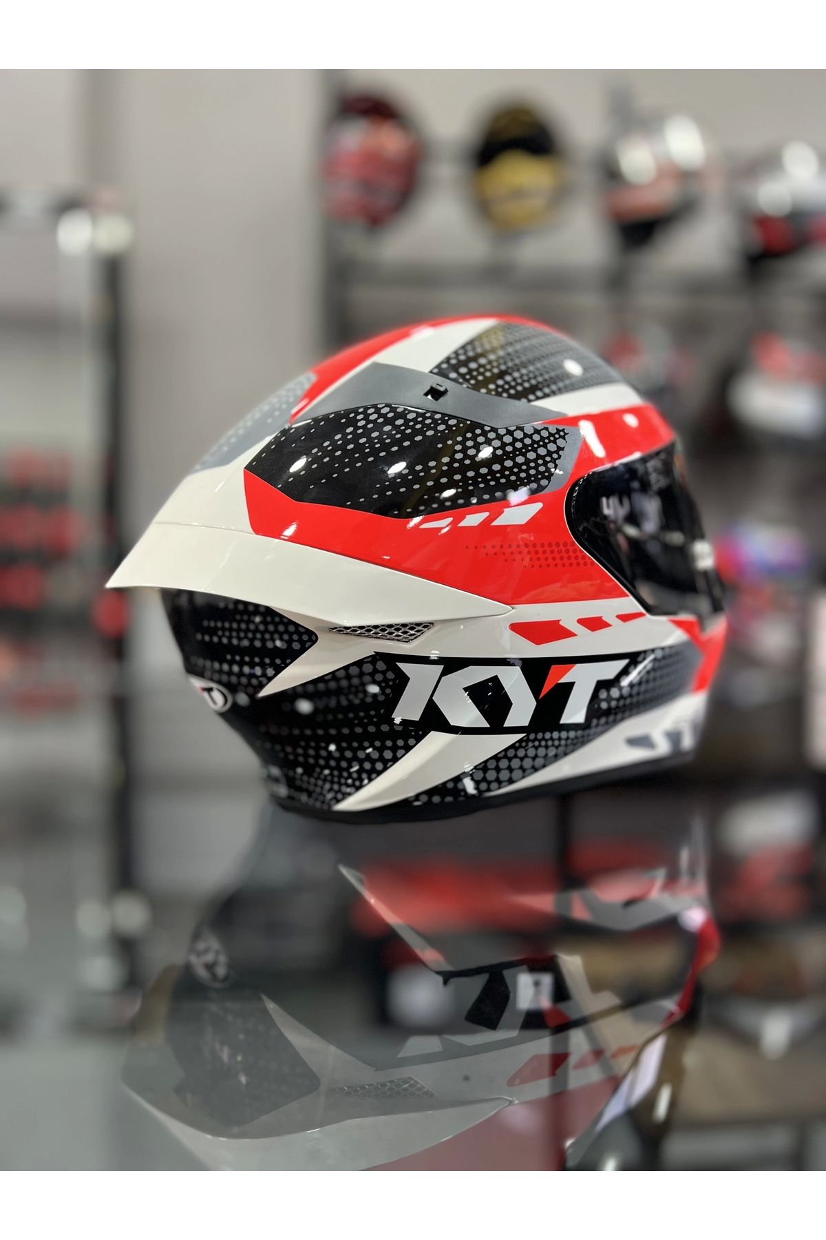 KYT-Tt-Course Helmet Gear - Black with Red Transparent Visor 5