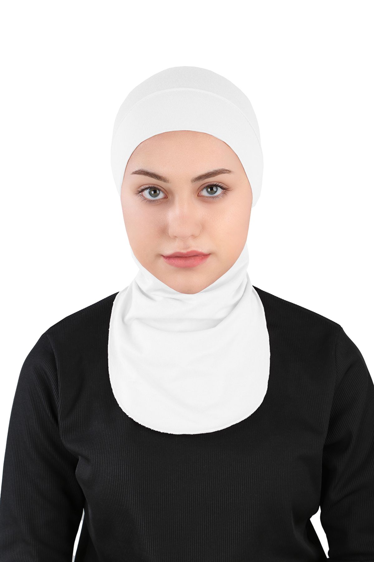 Ecardin-White Small Hijab Neck Flexible Athlete Bonnet - St 225 1