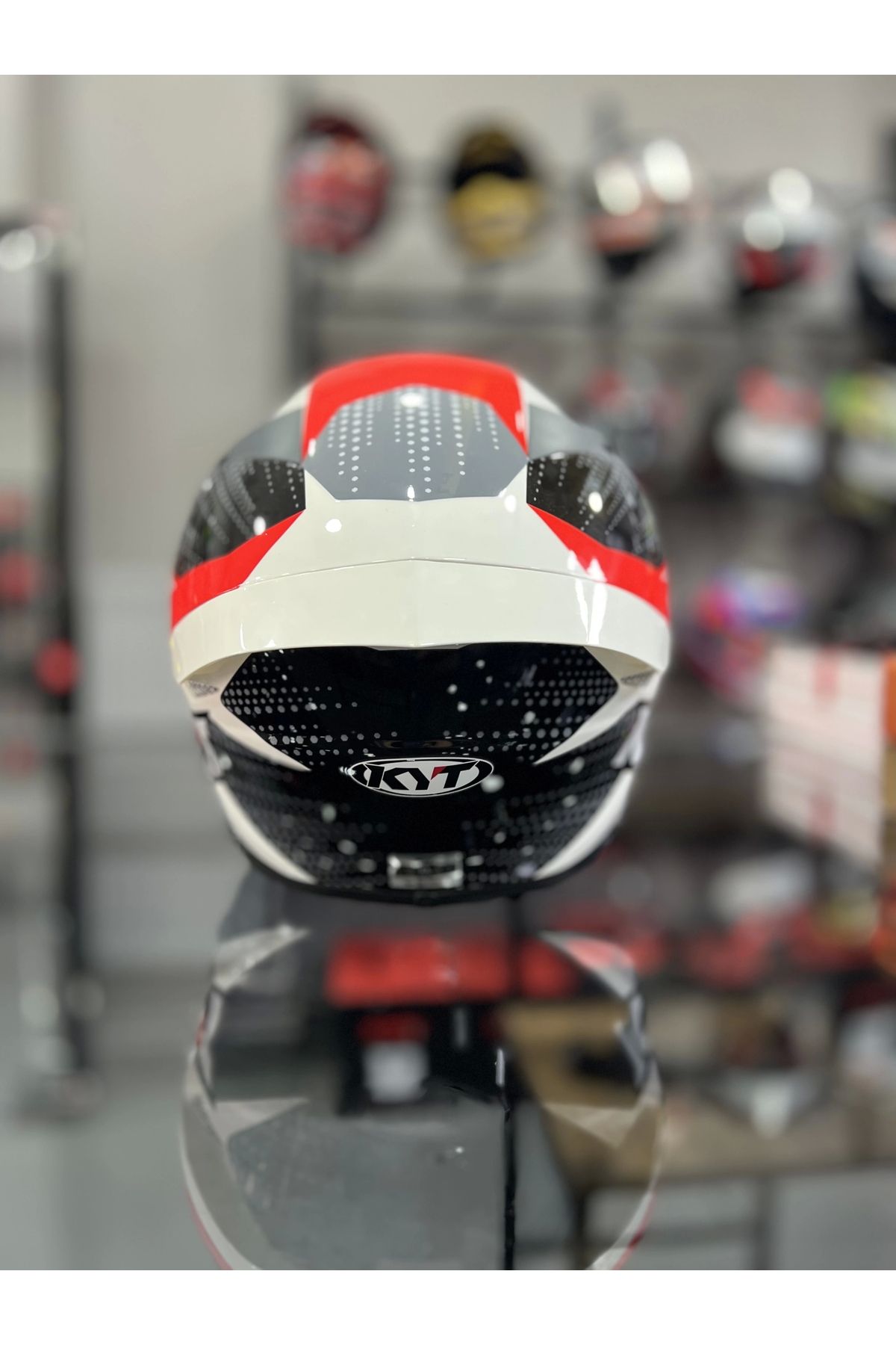KYT-Tt-Course Helmet Gear - Black with Red Transparent Visor 2