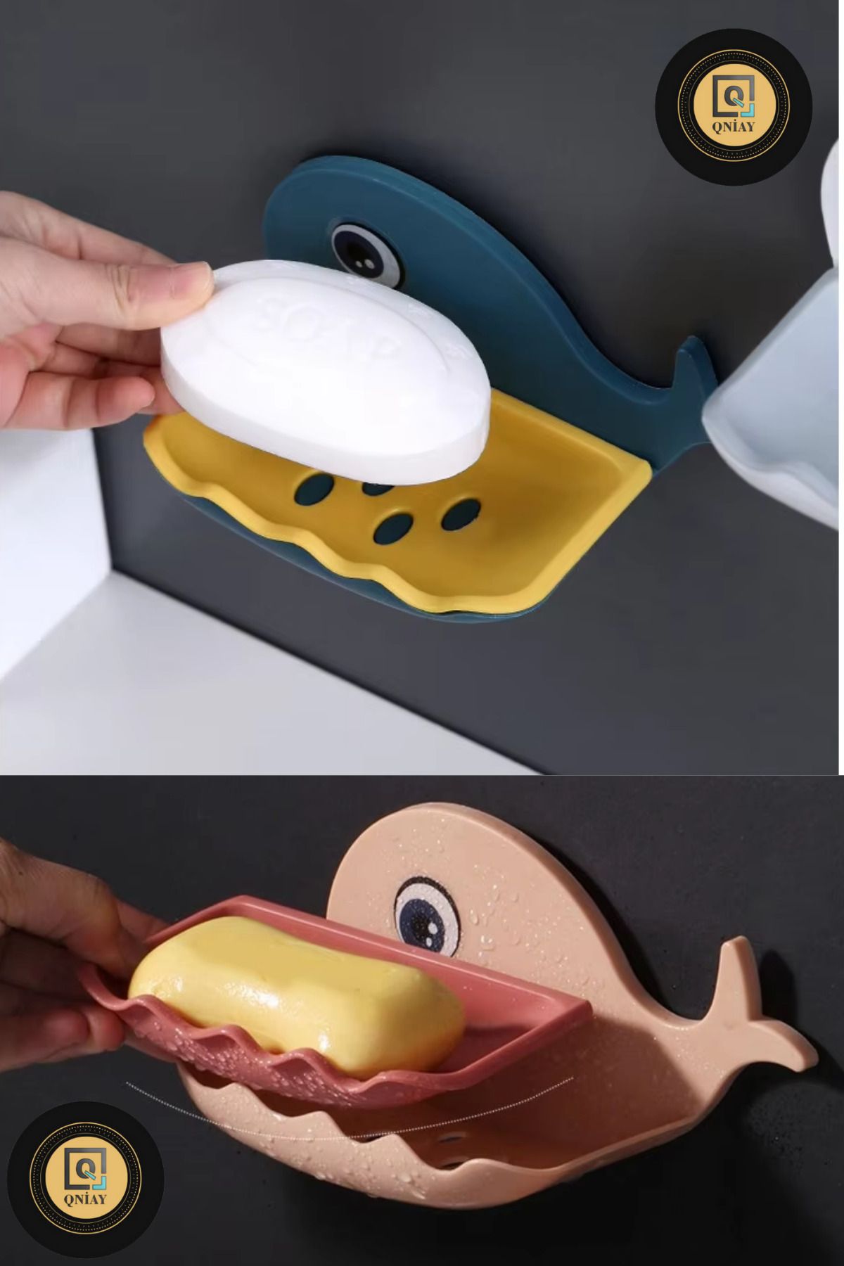 QNİAY-Whale Shape Soap Holder Box Bathroom Shower Sponge Storage Container (1Pcs) Practical Assembly Soap Accessories 3