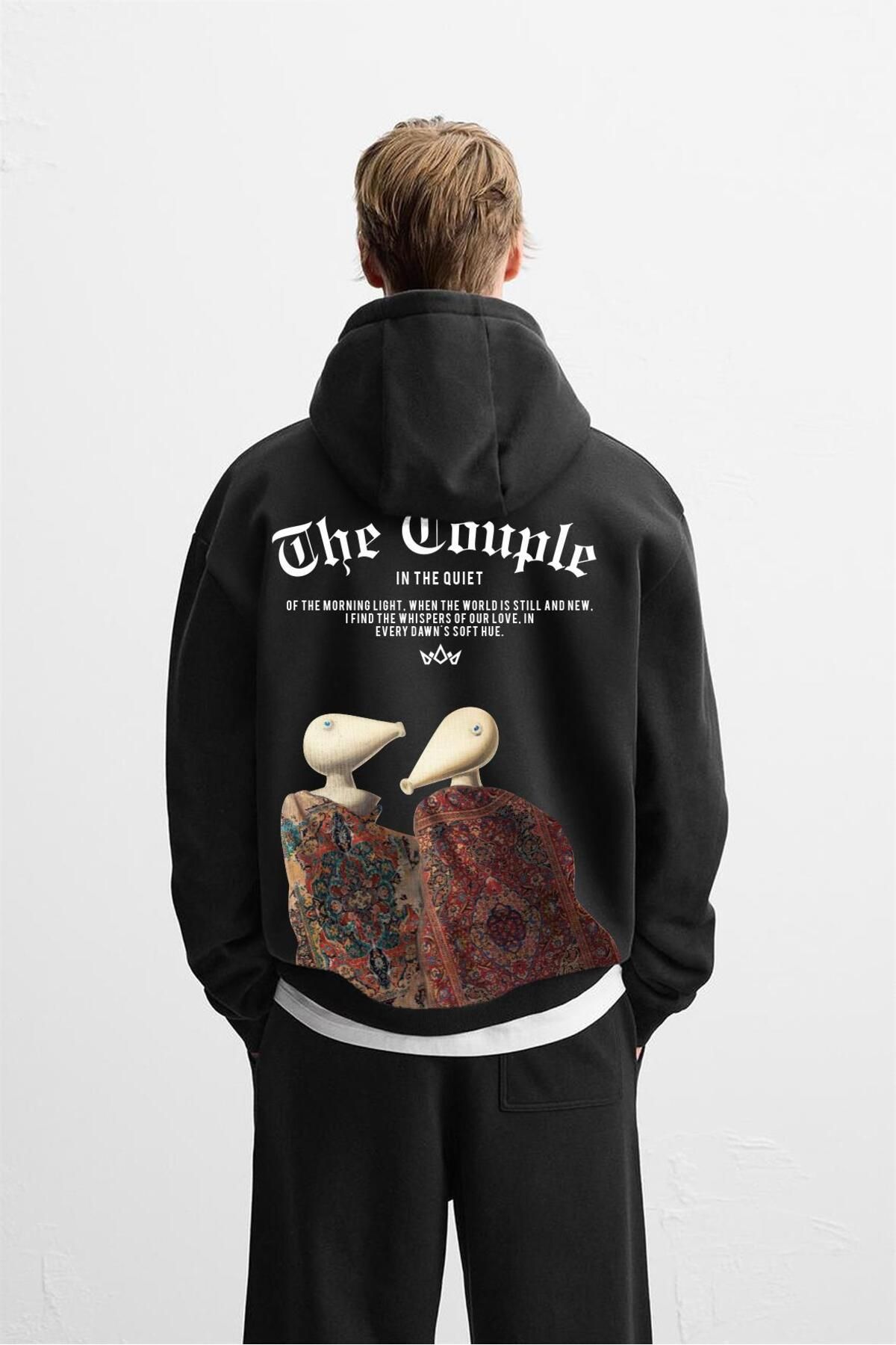 king brich-Oversize Pattern Unisex Hoodie with Dtf Printed Kangaroo Pocket on the Front and Back 3