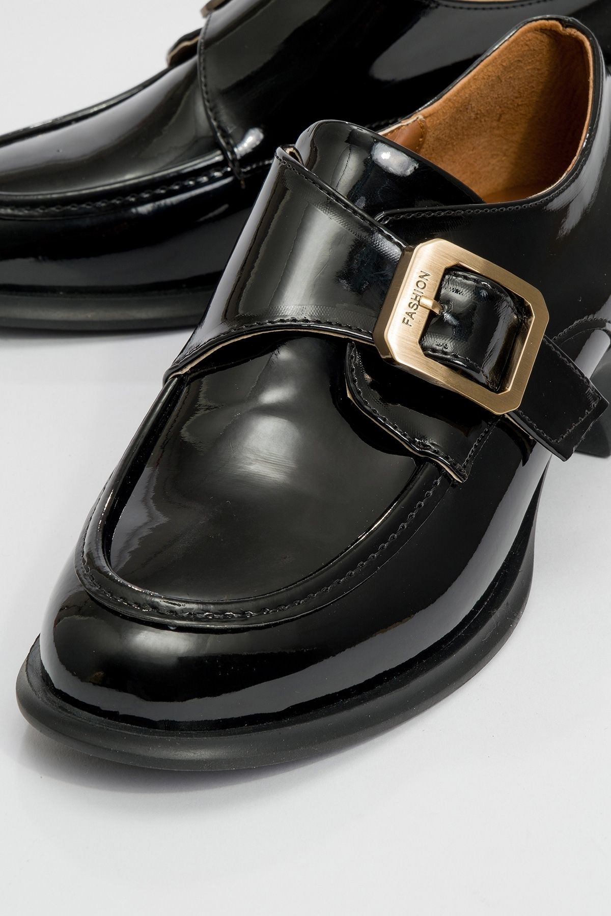 LuviShoes-Alonia Black Patent Leather Women's Loafer Shoes 4