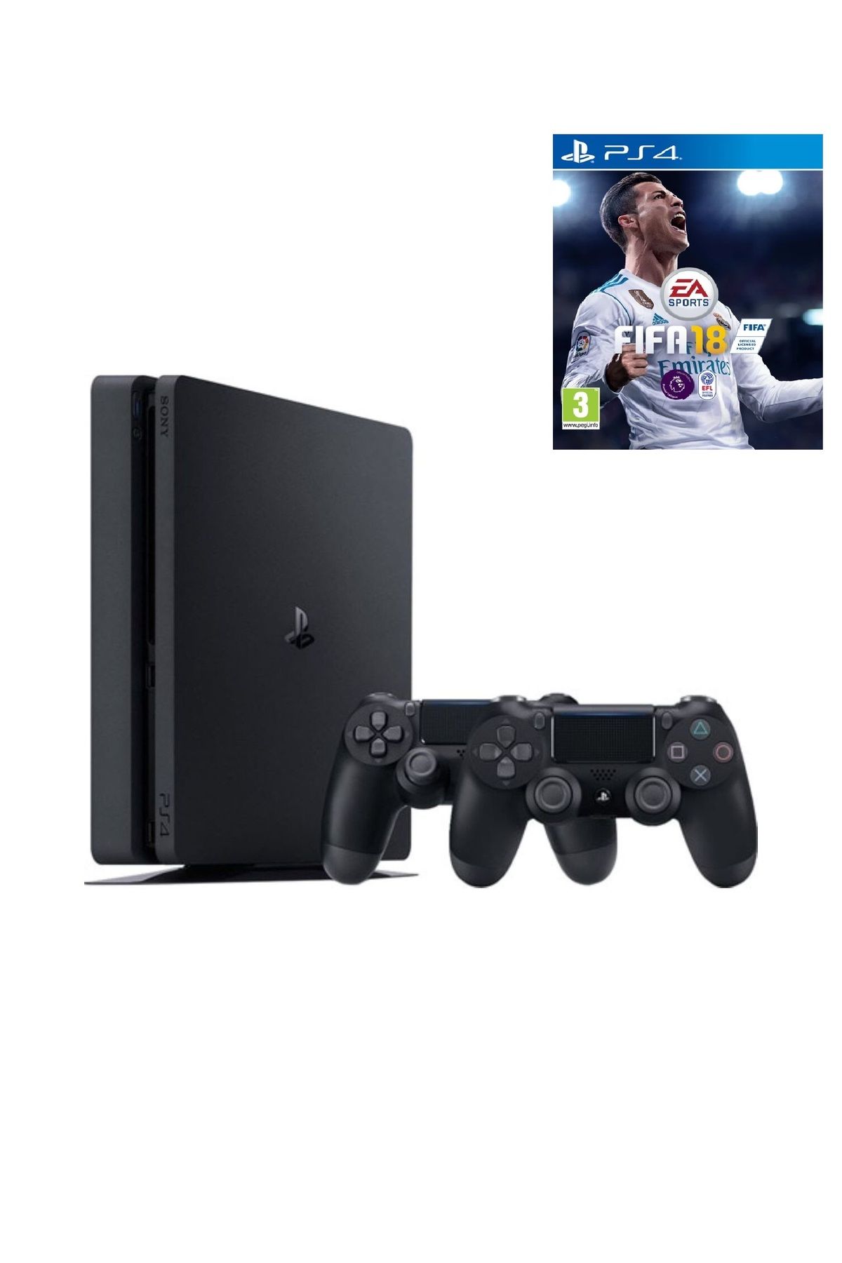 Sony Ps4 1 Tb Slim Kasa+ Fifa18 + 2 Adet V2 Kol Teşhir Ürün 12 Ay Garanti