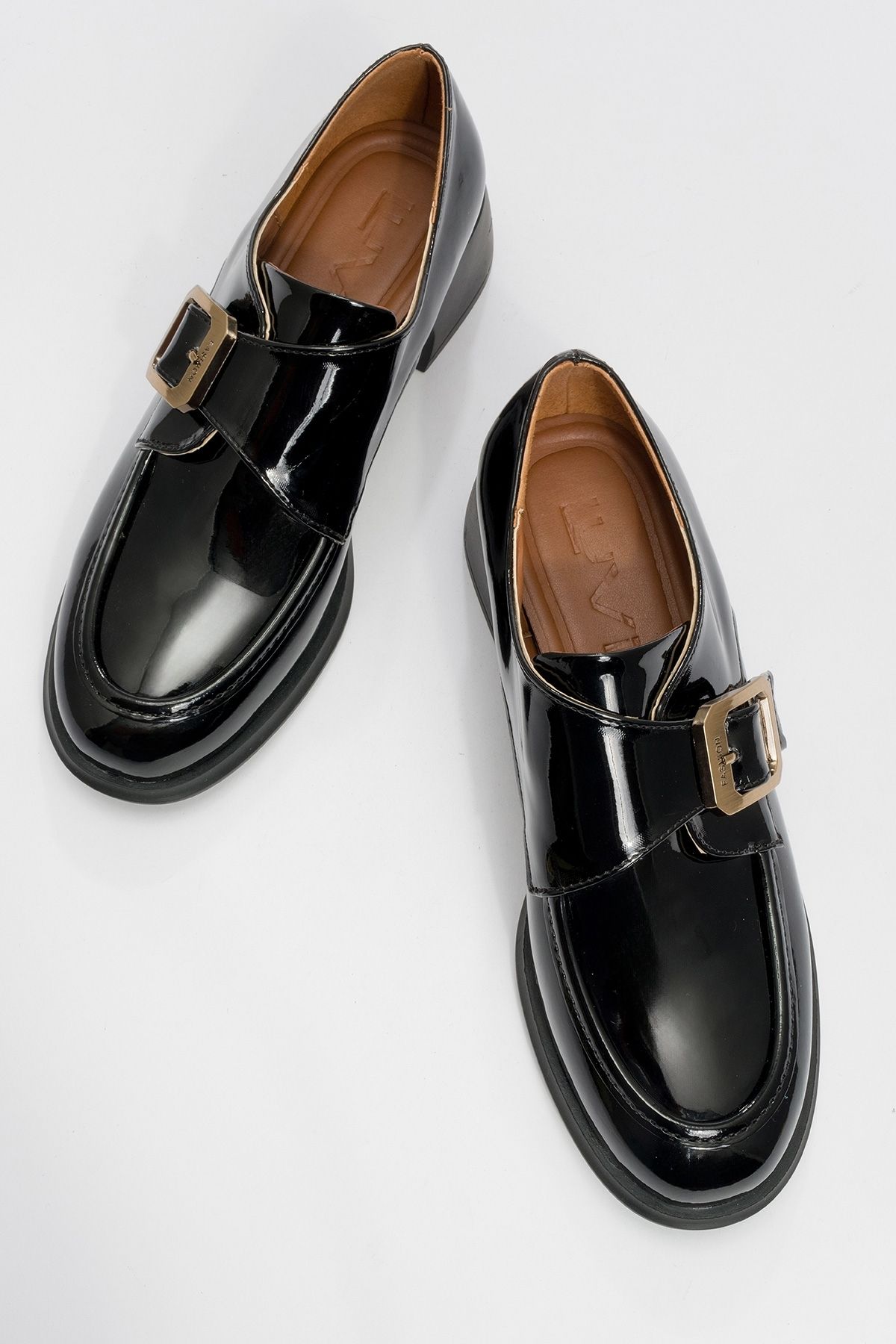 LuviShoes-Alonia Black Patent Leather Women's Loafer Shoes 3