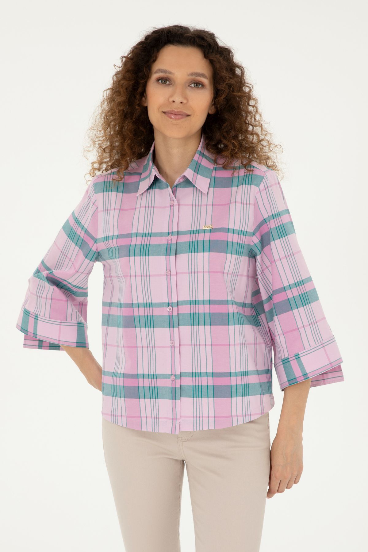 U.S. Polo Assn. Kadın Pembe Uzun Kollu Gömlek 50289145-VR041