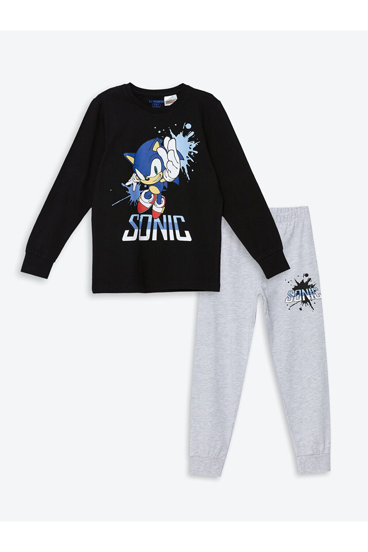 LC Waikiki-Súprava chlapčenského pyžama s dlhým rukávom Lcwk Crew Neck Sonic Printed 3