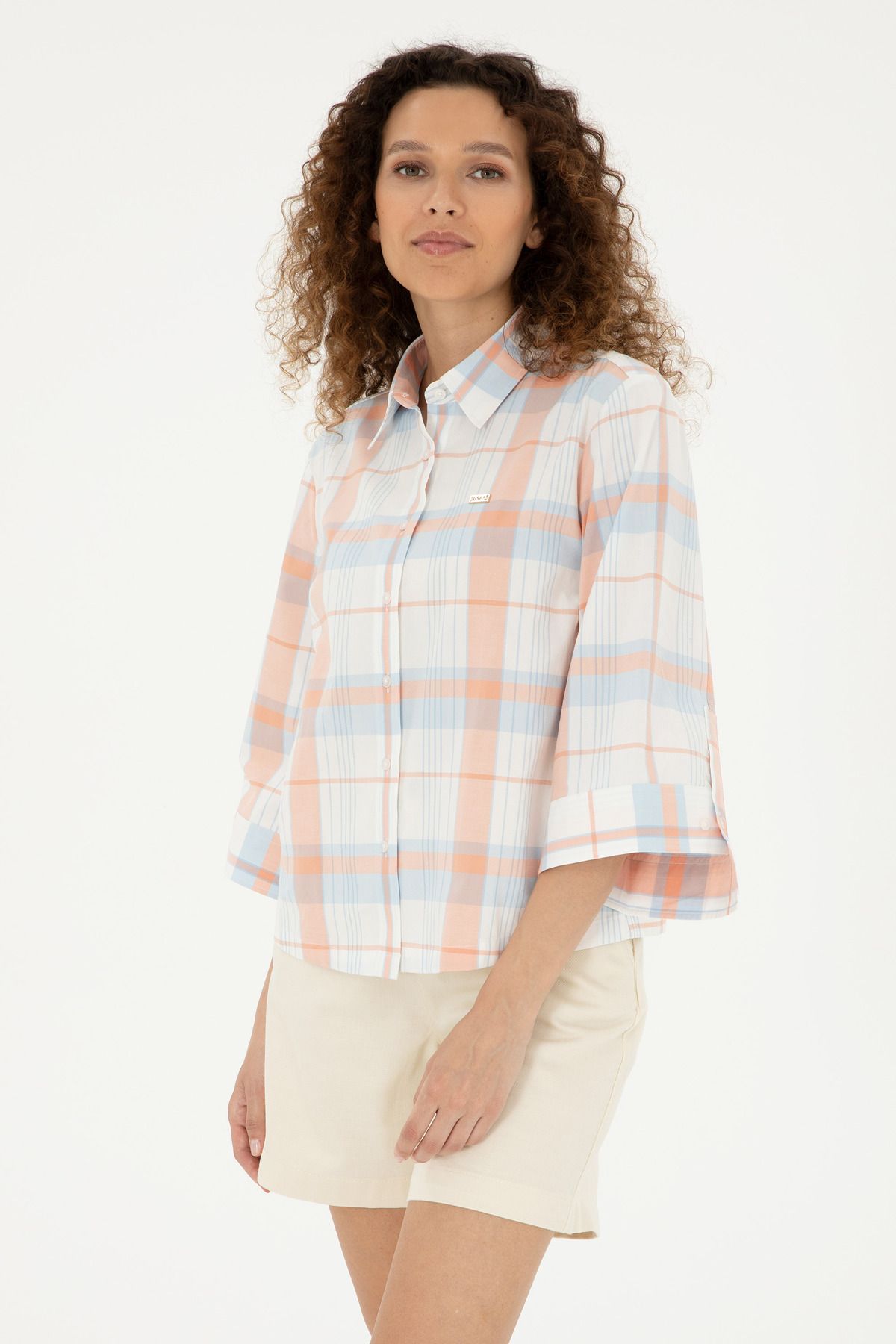 U.S. Polo Assn. Kadın Ekru Uzun Kollu Gömlek 50289145-VR019
