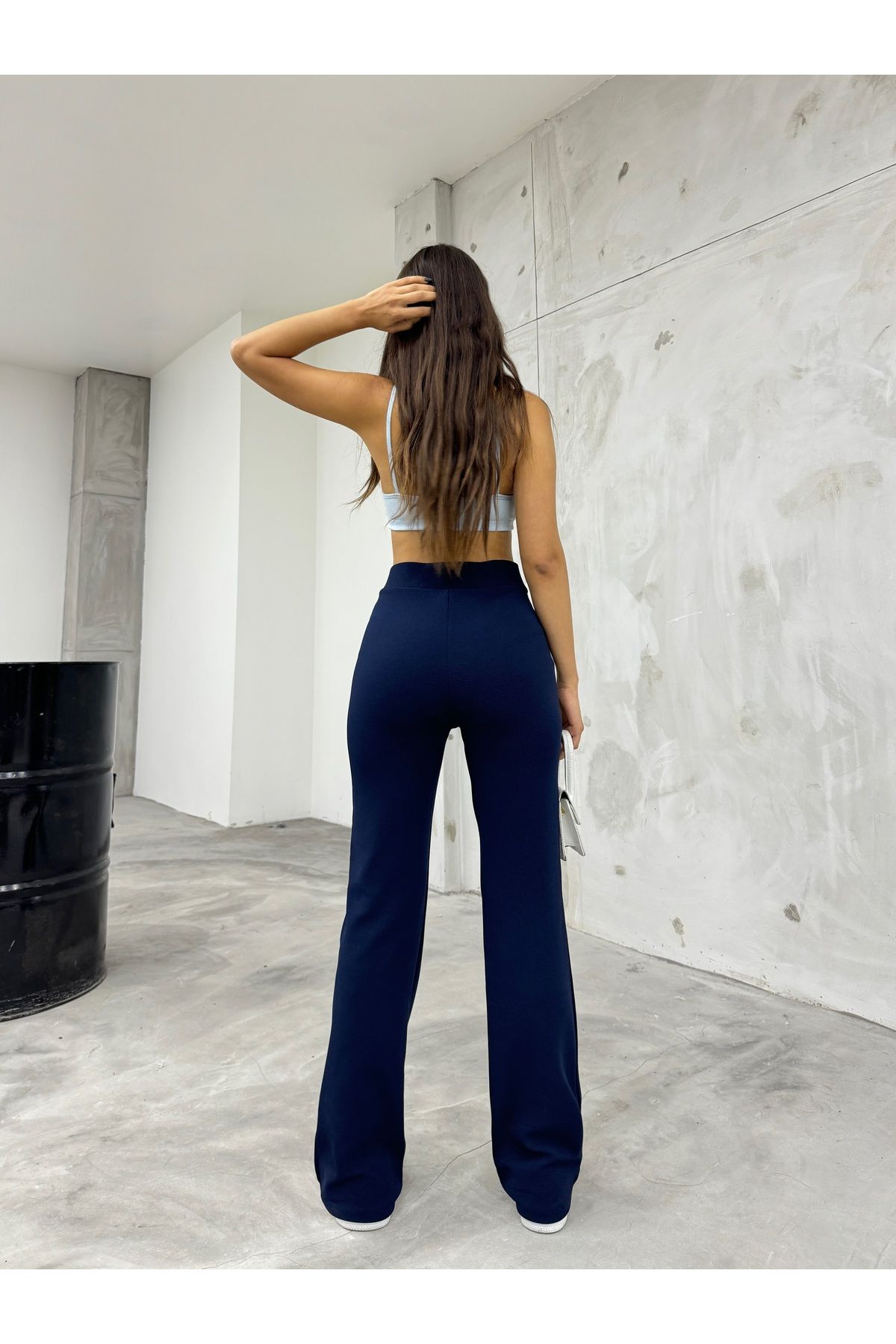 BİKELİFE-Women's High Waist Lycra Recovery Flared Trousers 4