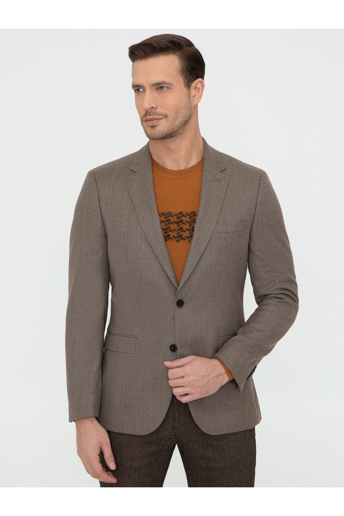 کاپشن پشمی باریک Fit Camel 50242804-VR015 Cacharel