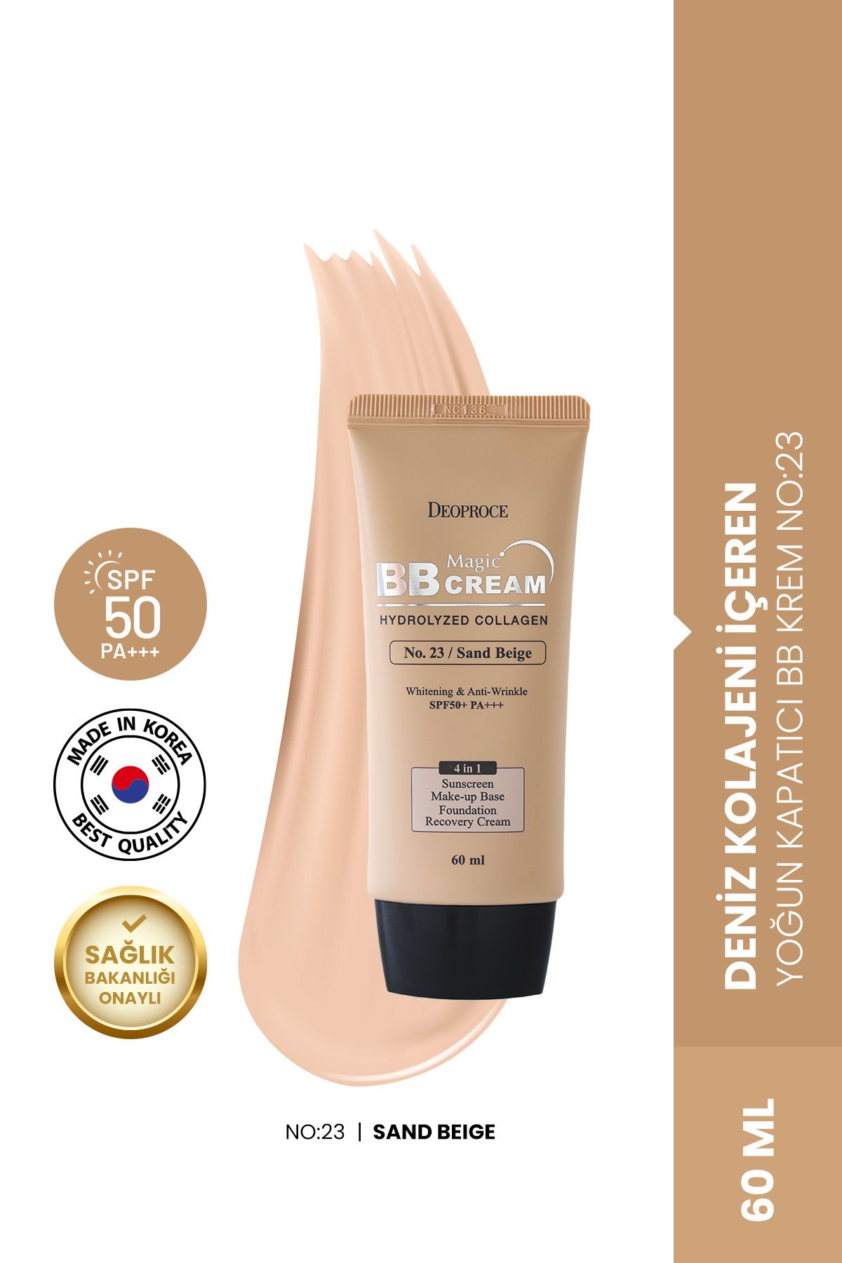 DEOPROCE Deniz Kolajeni Içeren Yoğun Kapatıcı Bb Krem Spf50 Pa No:23 60ml Magic Bb Cream