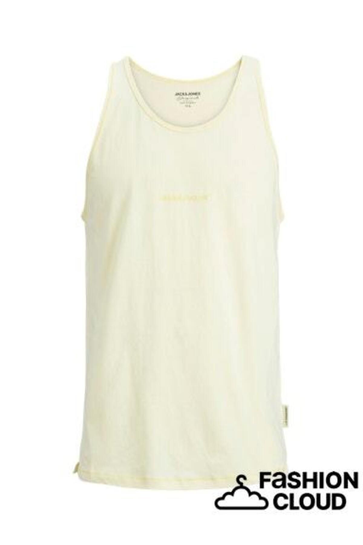 Jack & Jones-White Yellow Woven Sleeveless T-Shirt 1