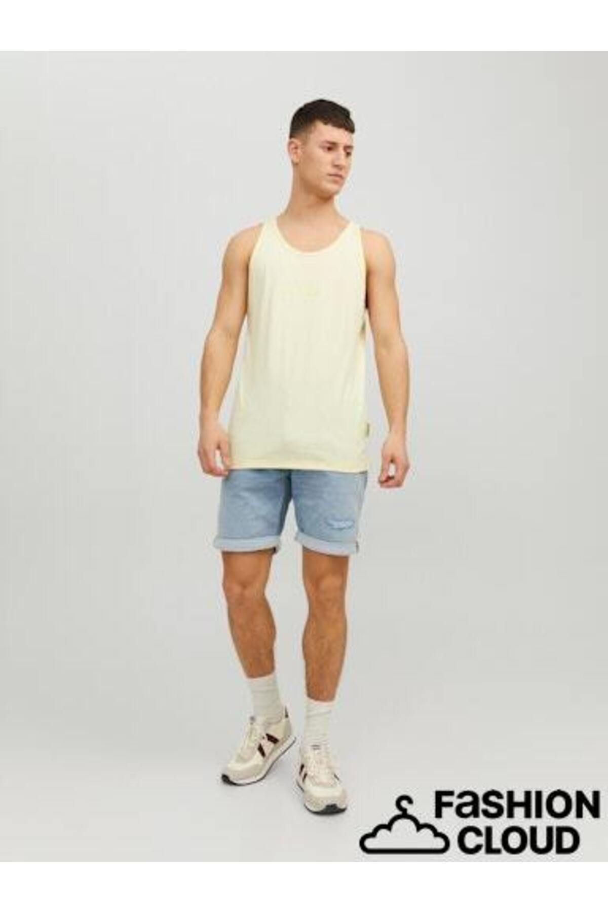 Jack & Jones-White Yellow Woven Sleeveless T-Shirt 4