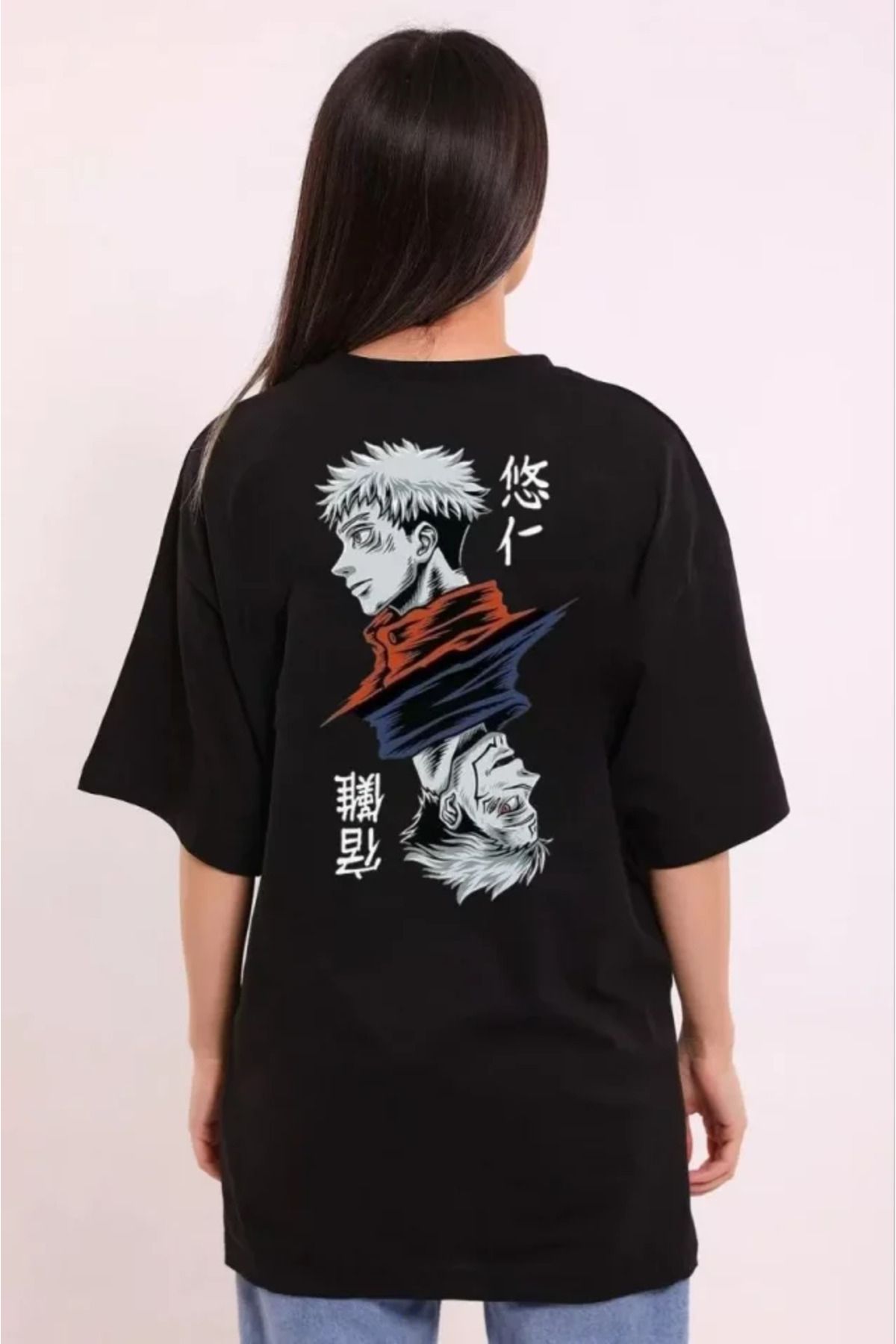 Albayrak Unisex Bisiklet Yaka Baskılı Oversize T-Shirt - Siyah