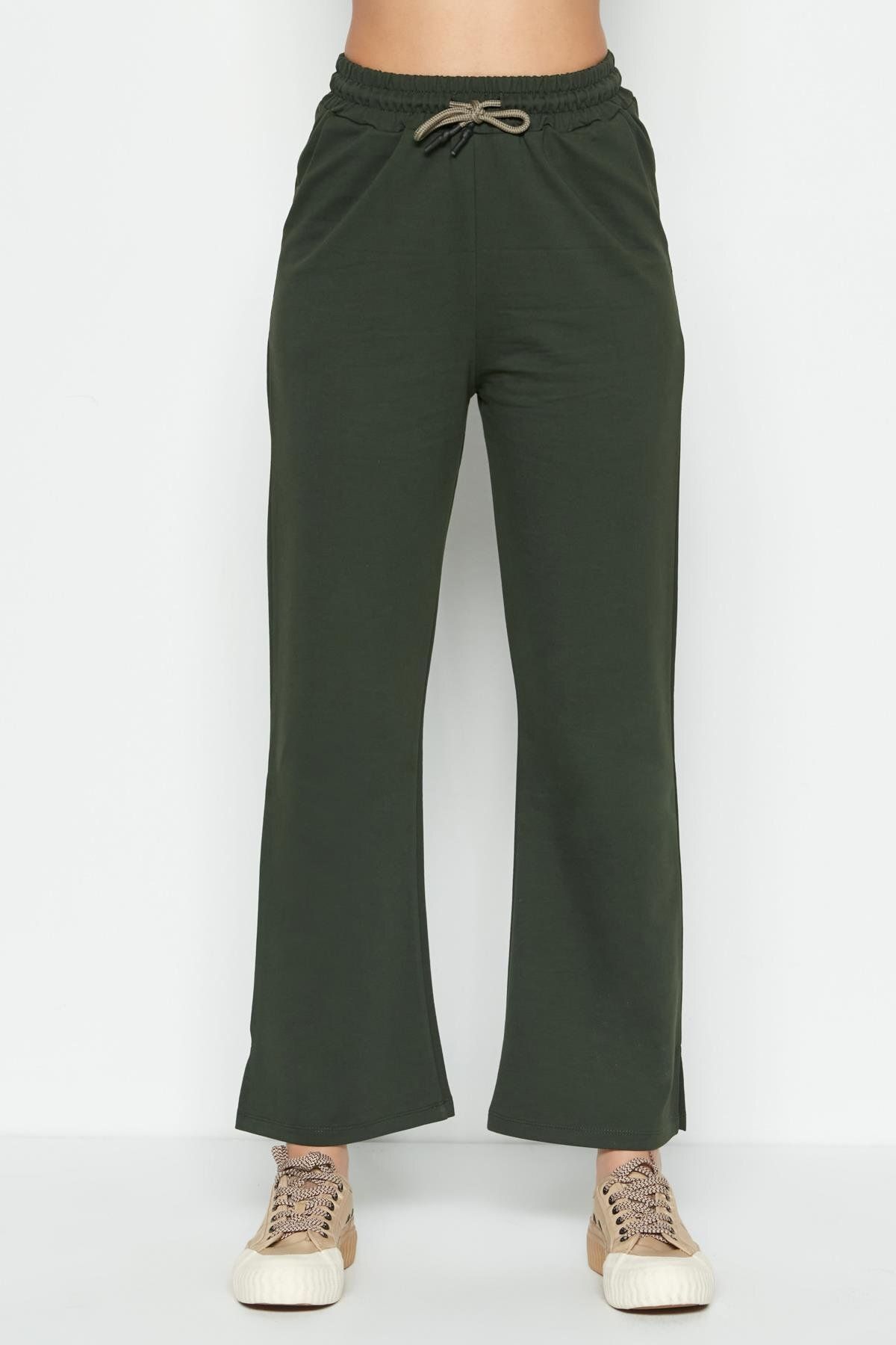 C&City-Jogginghose mit Schlitz und ausgestelltem Bein, 741 Khaki 3