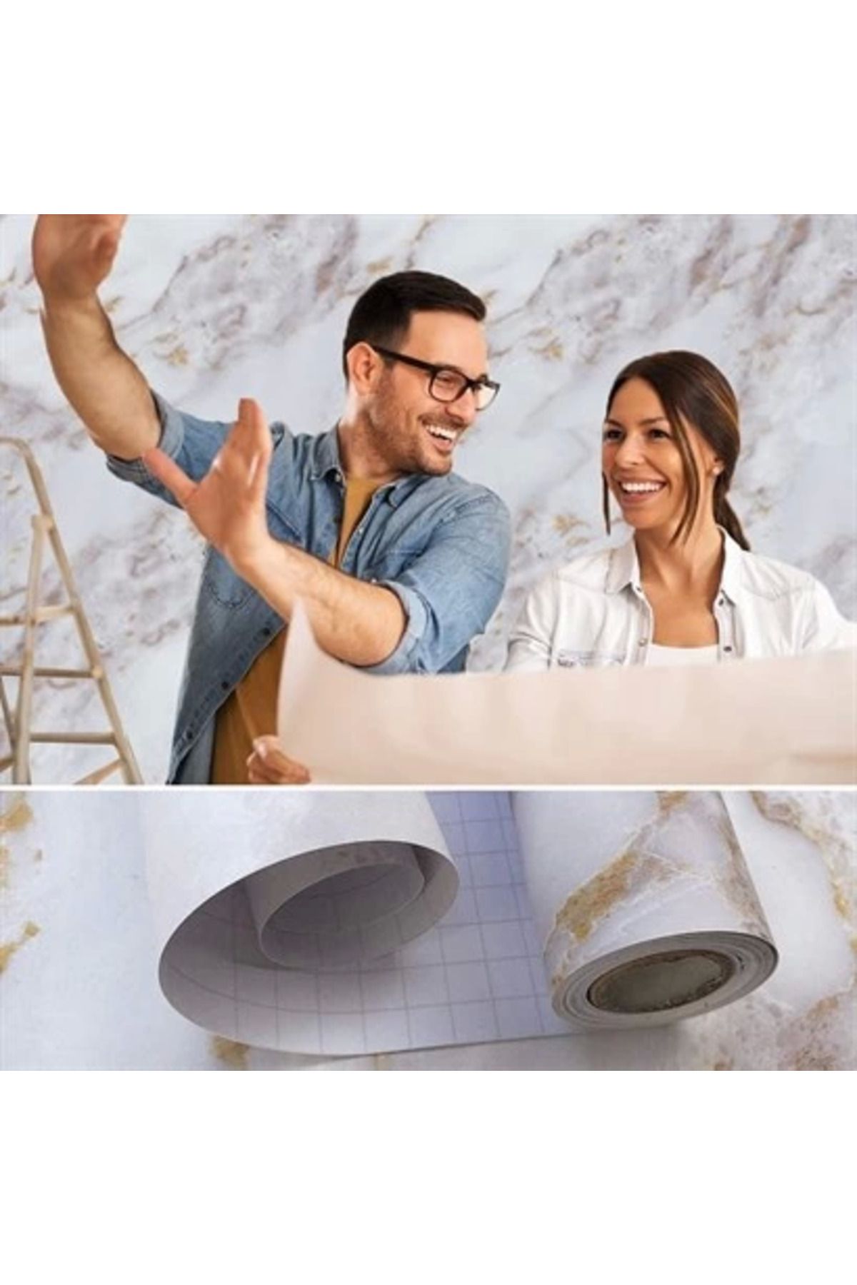Epilons Mermer Desenli Masa Tezgah Mutfak Su Geçirmez Yapışkanlı Folyo Sticker Sarı 5x0,6m