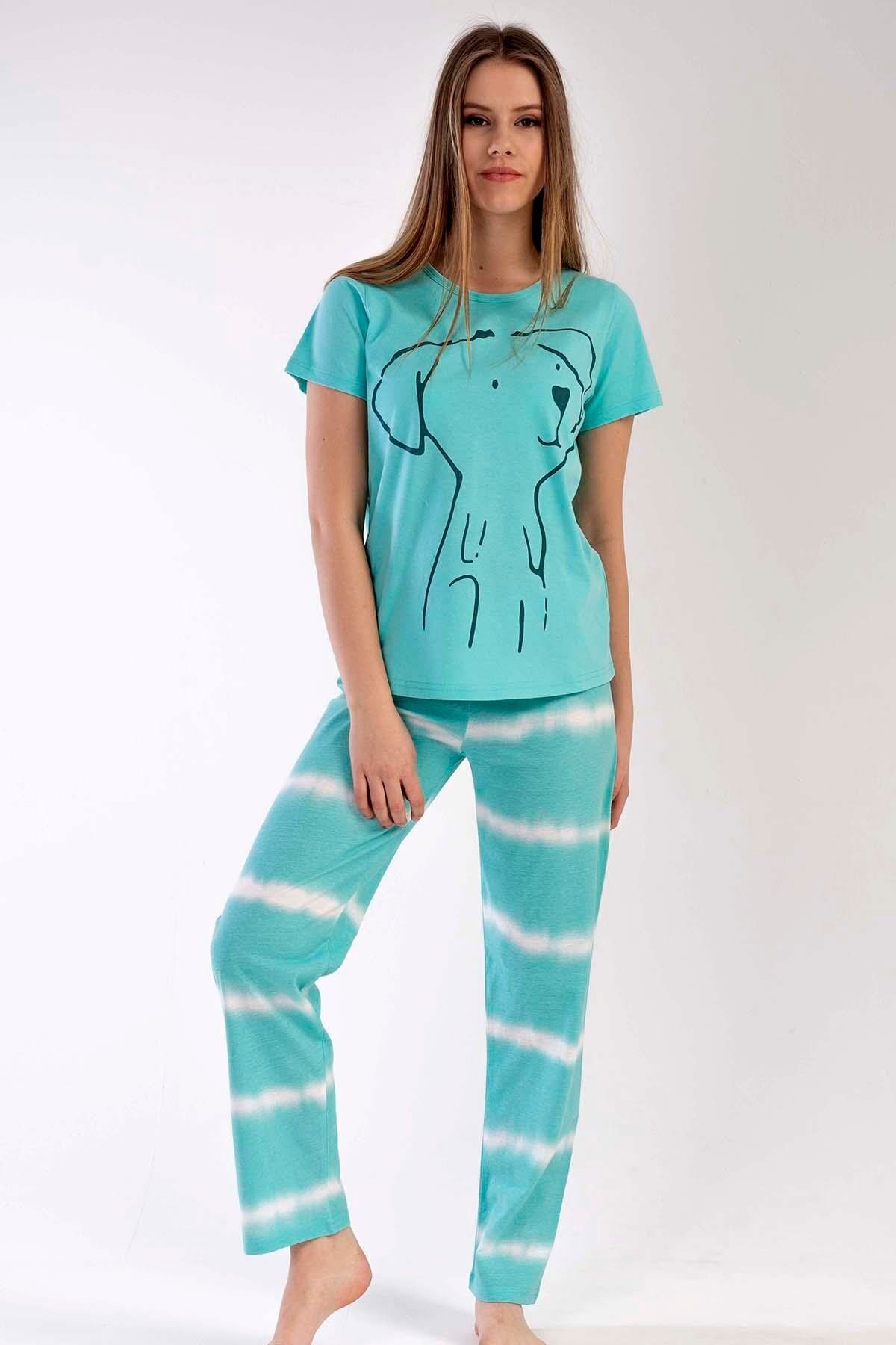 C&City-Short Sleeve Pajama Set Green-441027 2